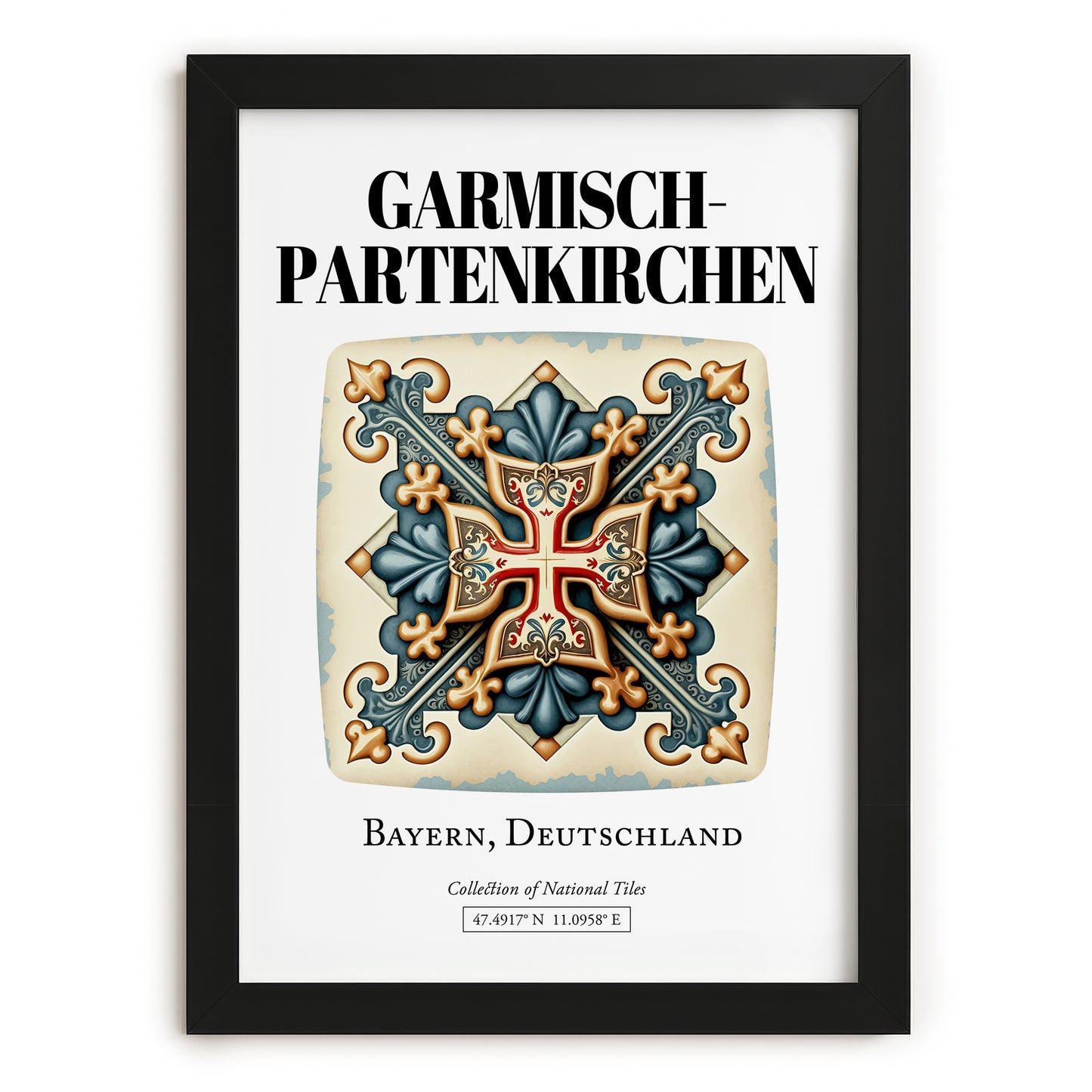 Garmisch-partenkirchen, Germany – Cityscape Wall Art, in sleek black frame