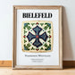 Bielefeld, Germany – Tourist Destination Poster, in wooden frame leaning on the floor