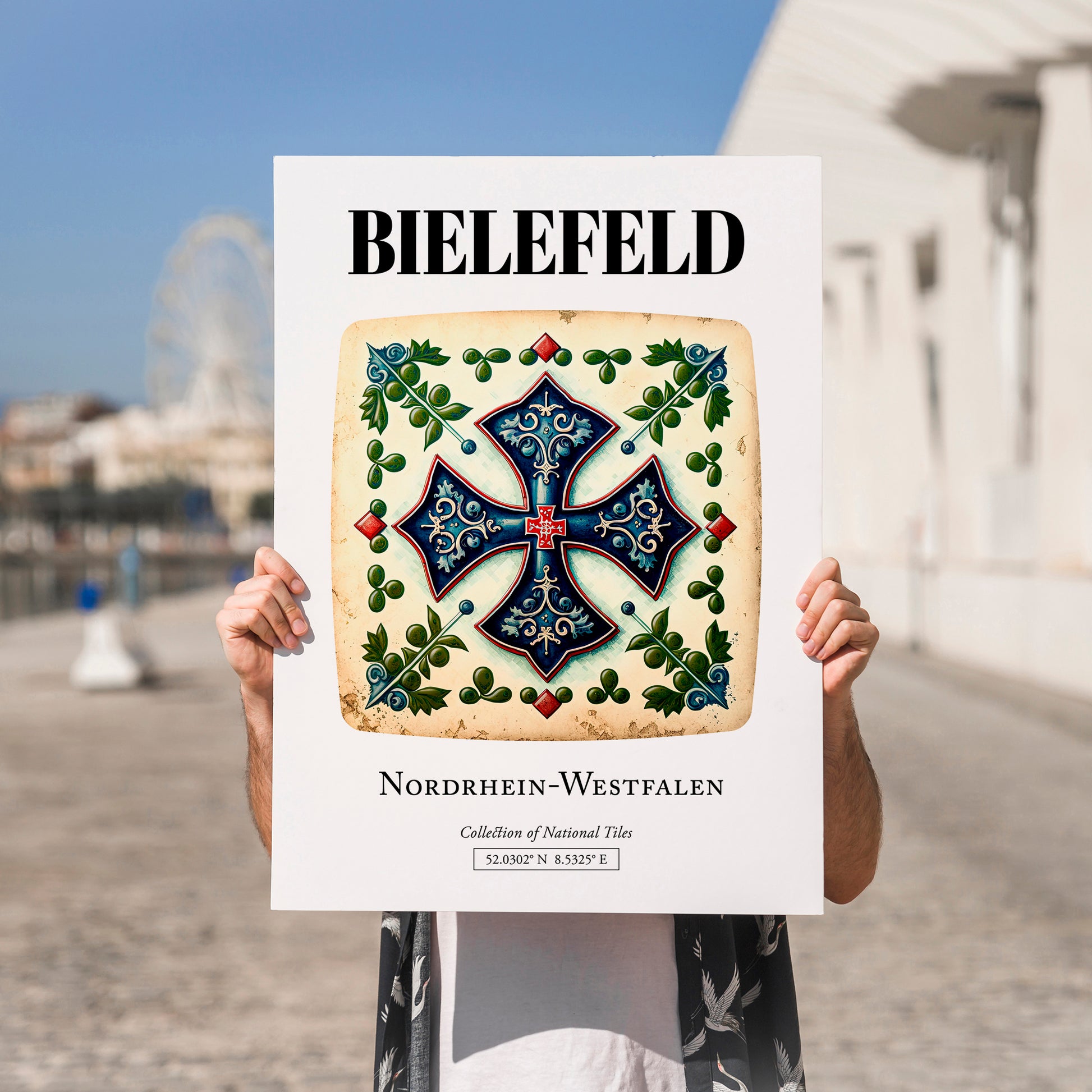 Bielefeld, Germany – Tourist Destination Poster, no-text version framed in wood