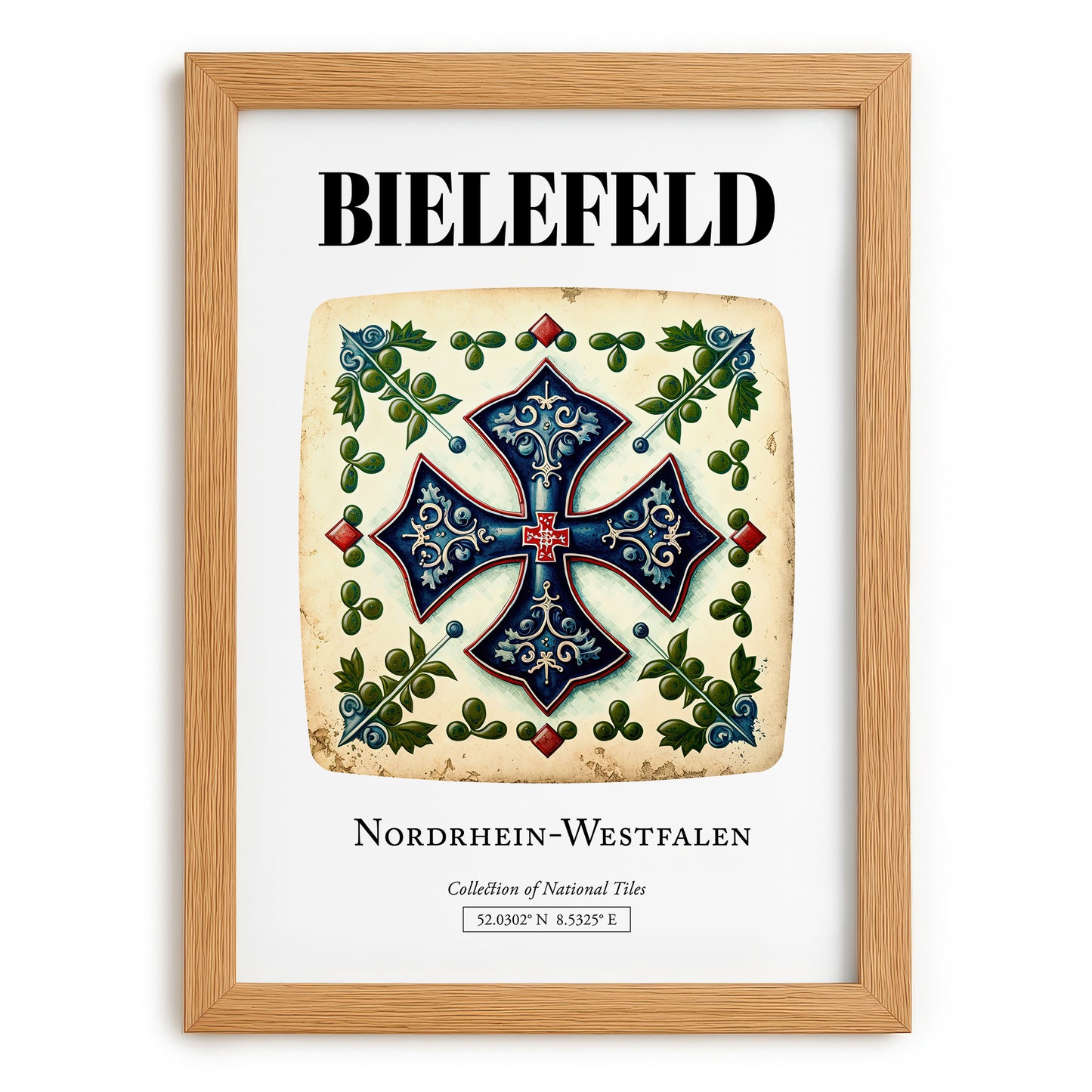 Bielefeld, Germany – Tourist Destination Poster, set in oak frame