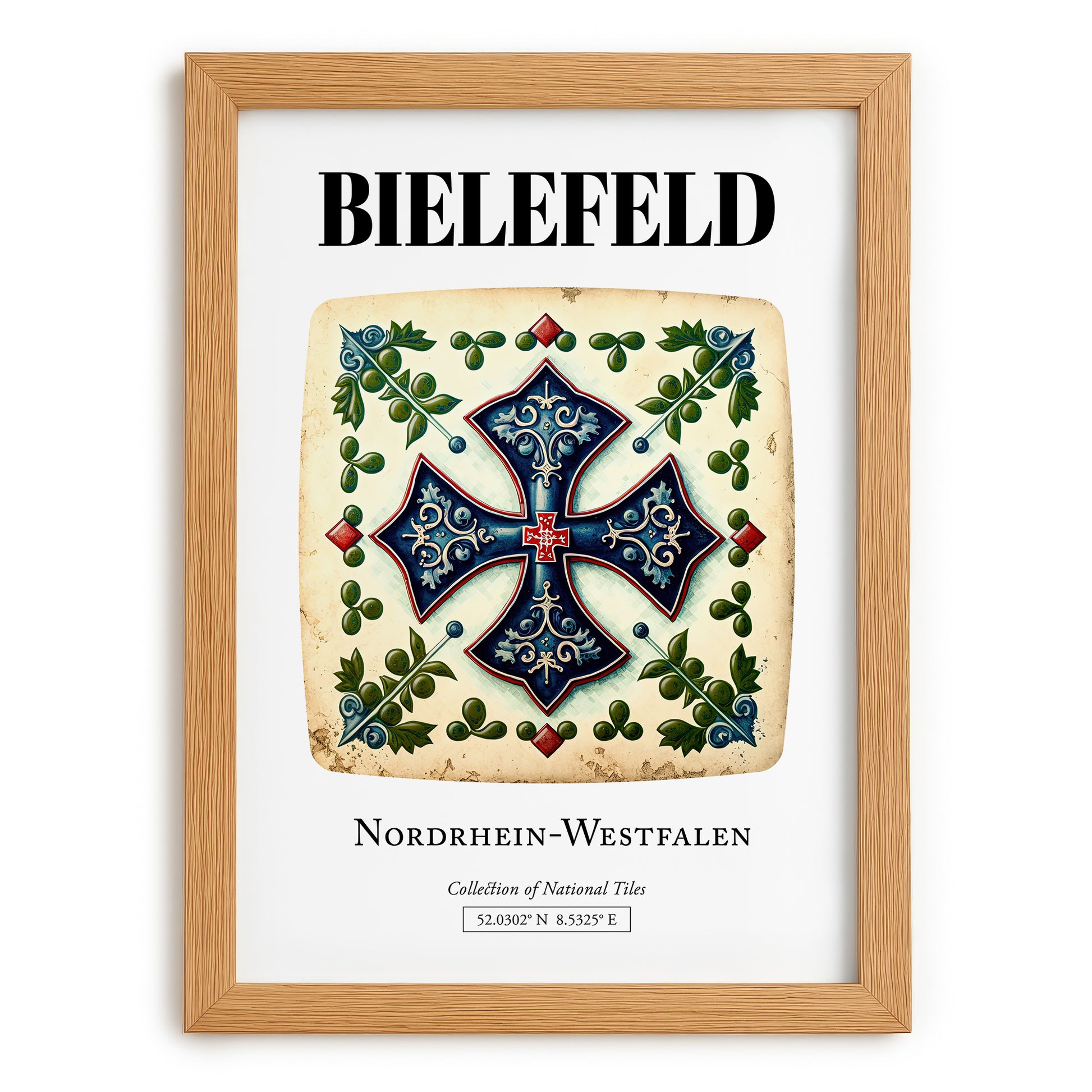 Bielefeld, Germany – Tourist Destination Poster, set in oak frame