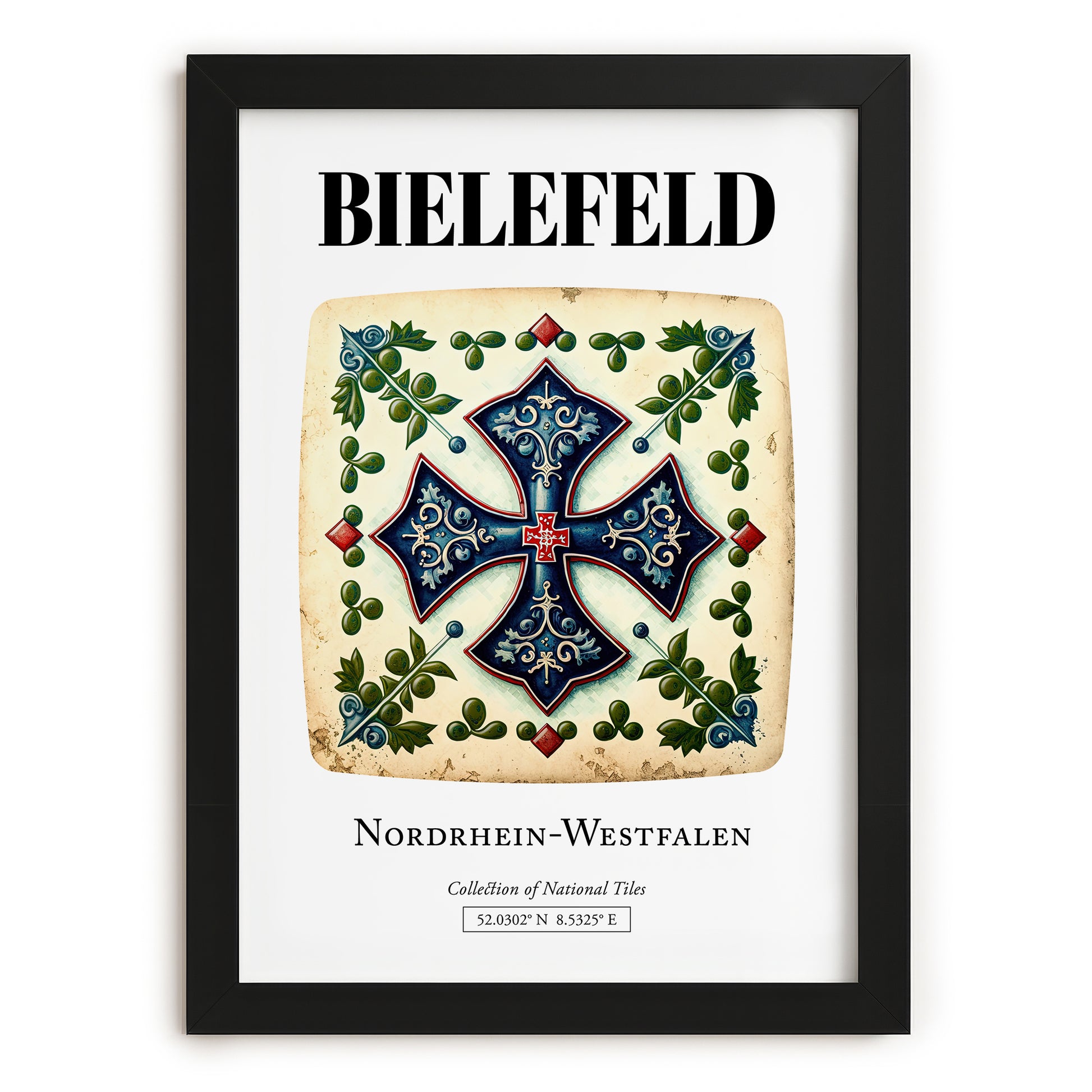 Bielefeld, Germany – Tourist Destination Poster, in sleek black frame