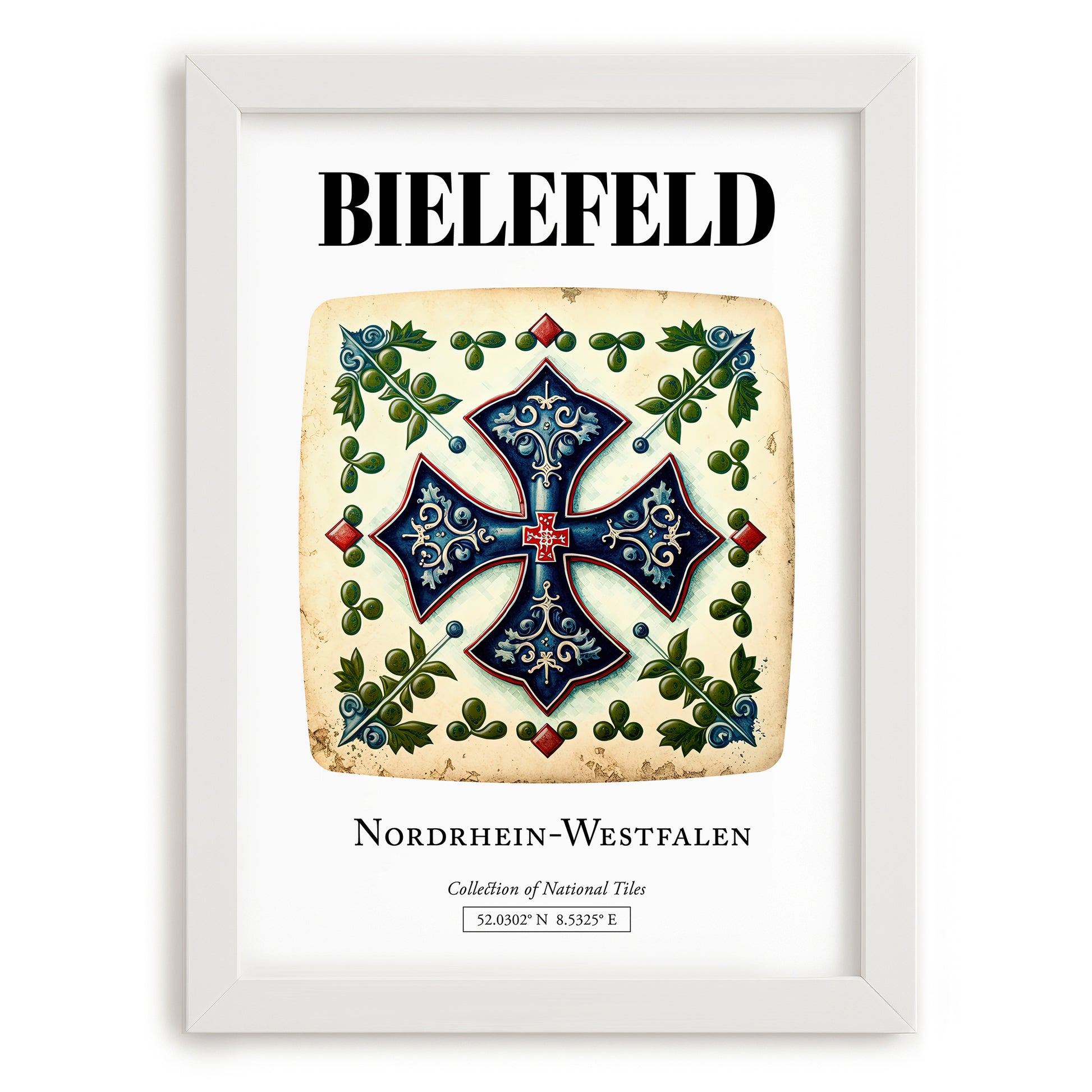 Bielefeld, Germany – Tourist Destination Poster, placed in minimal white frame