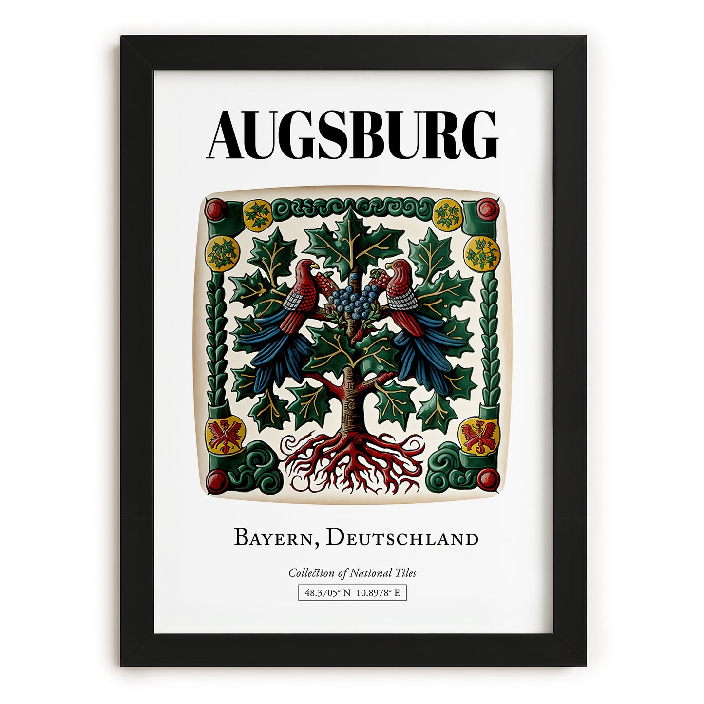 Augsburg, Germany – Travel Poster, in sleek black frame