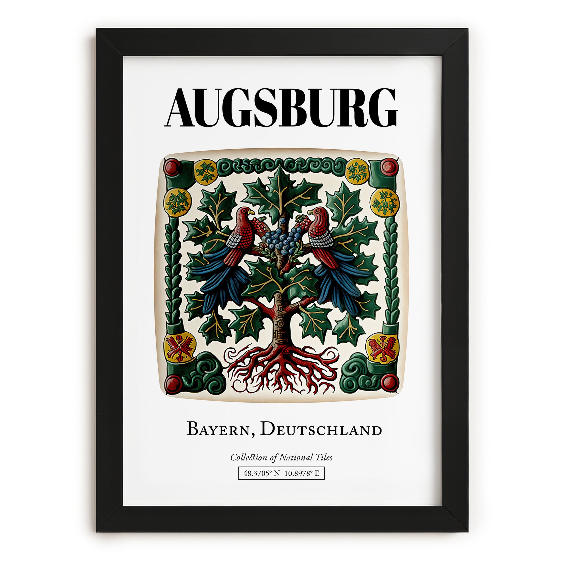 Augsburg, Germany – Travel Poster, in sleek black frame
