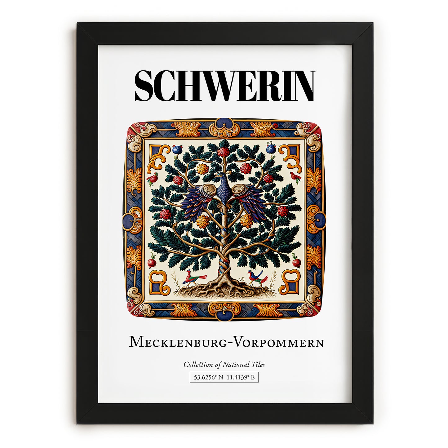 Schwerin, Germany – Travel Poster, in sleek black frame