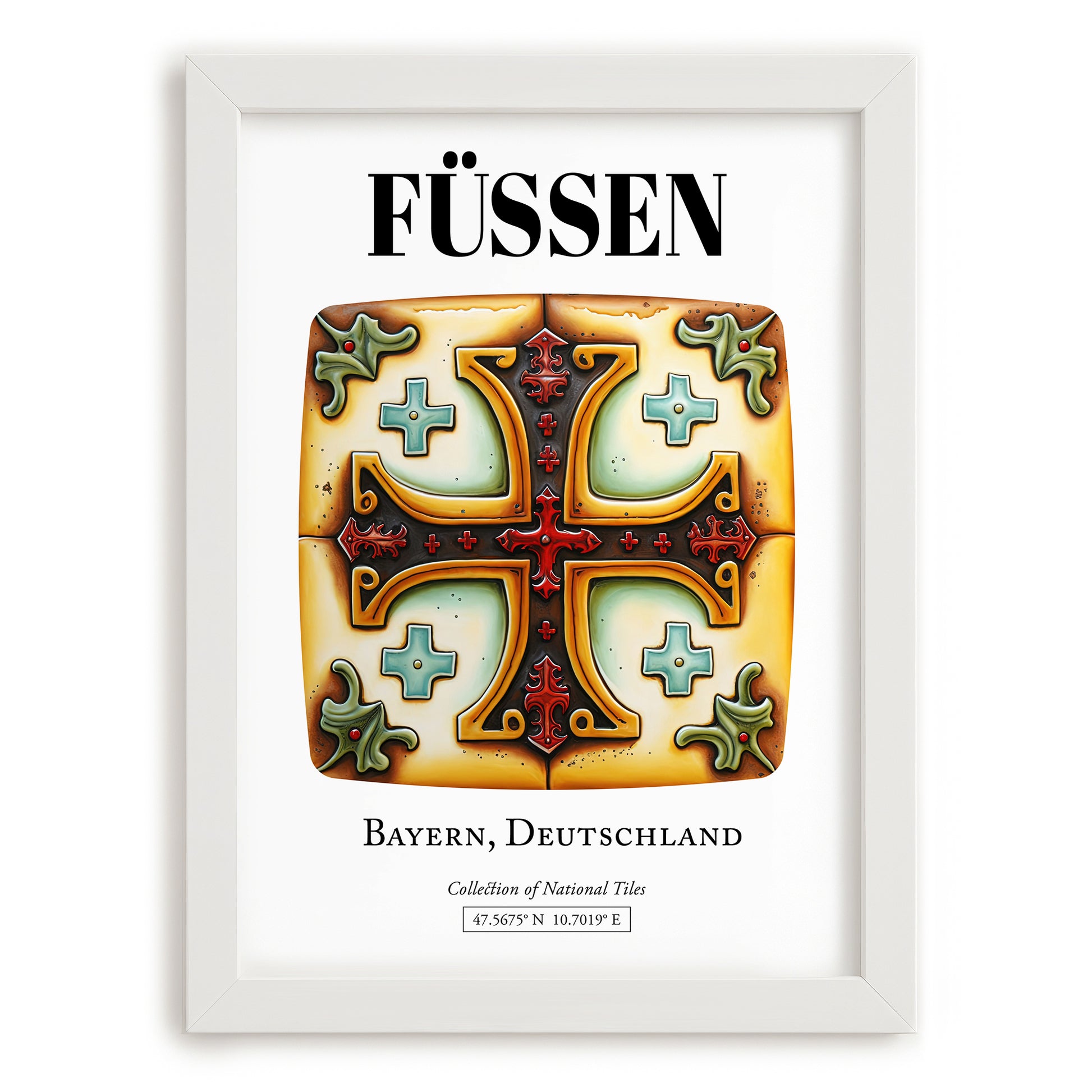 Füssen, Germany – Travel Memories Wall Print, placed in minimal white frame