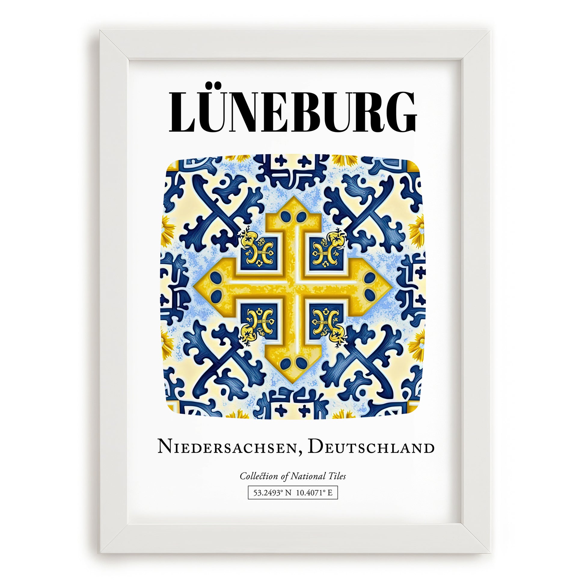 Lüneburg, Germany – Travel Poster, placed in minimal white frame