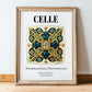 Celle, Germany – Travel Poster, in wooden frame leaning on the floor