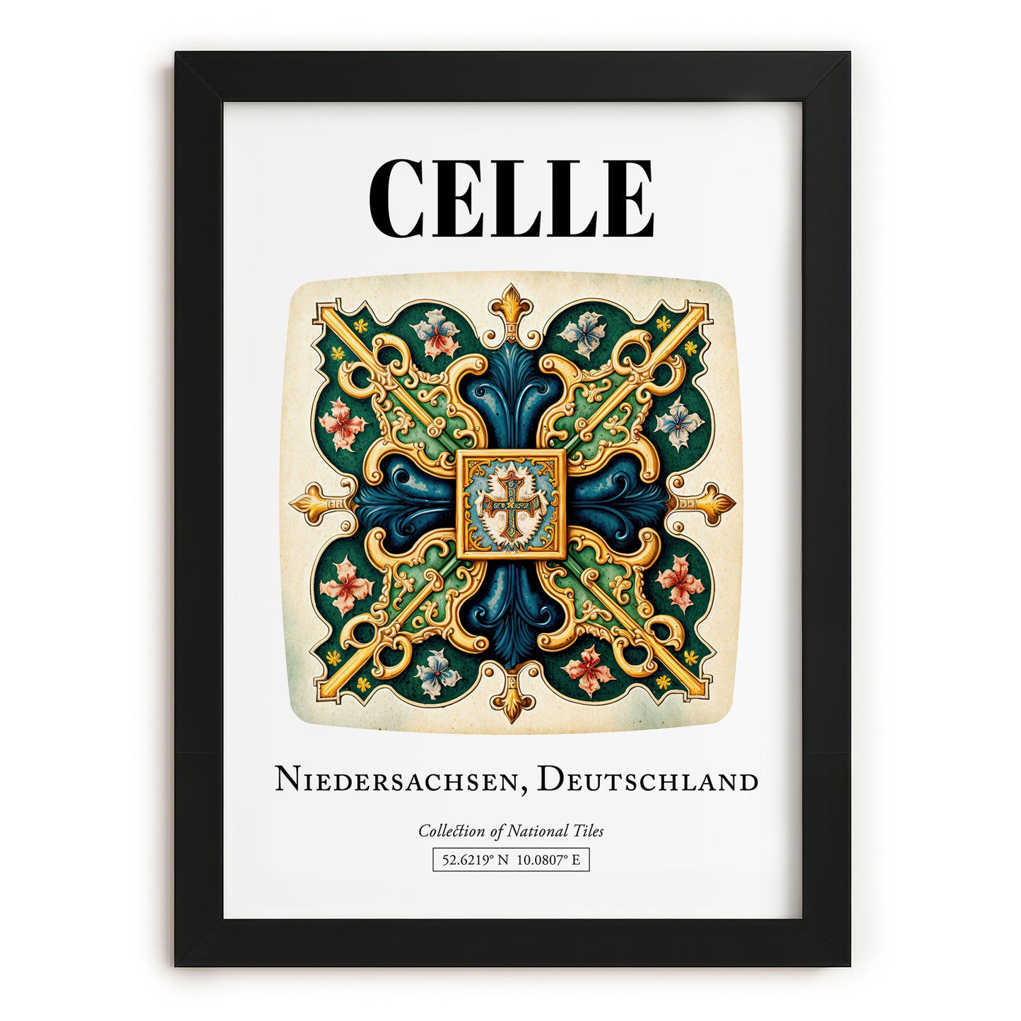 Celle, Germany – Travel Poster, in sleek black frame