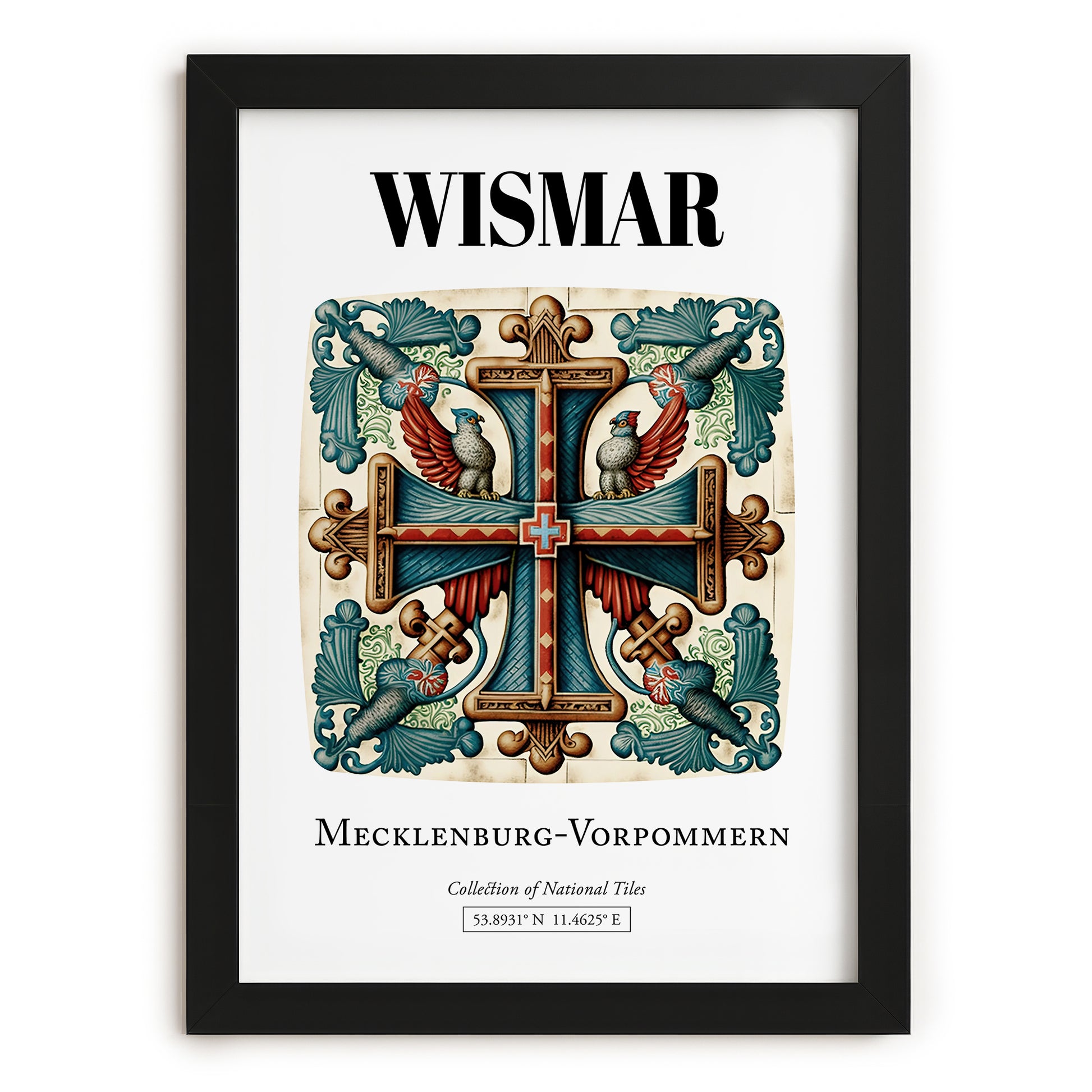 Wismar, Germany – Travel Poster, in sleek black frame