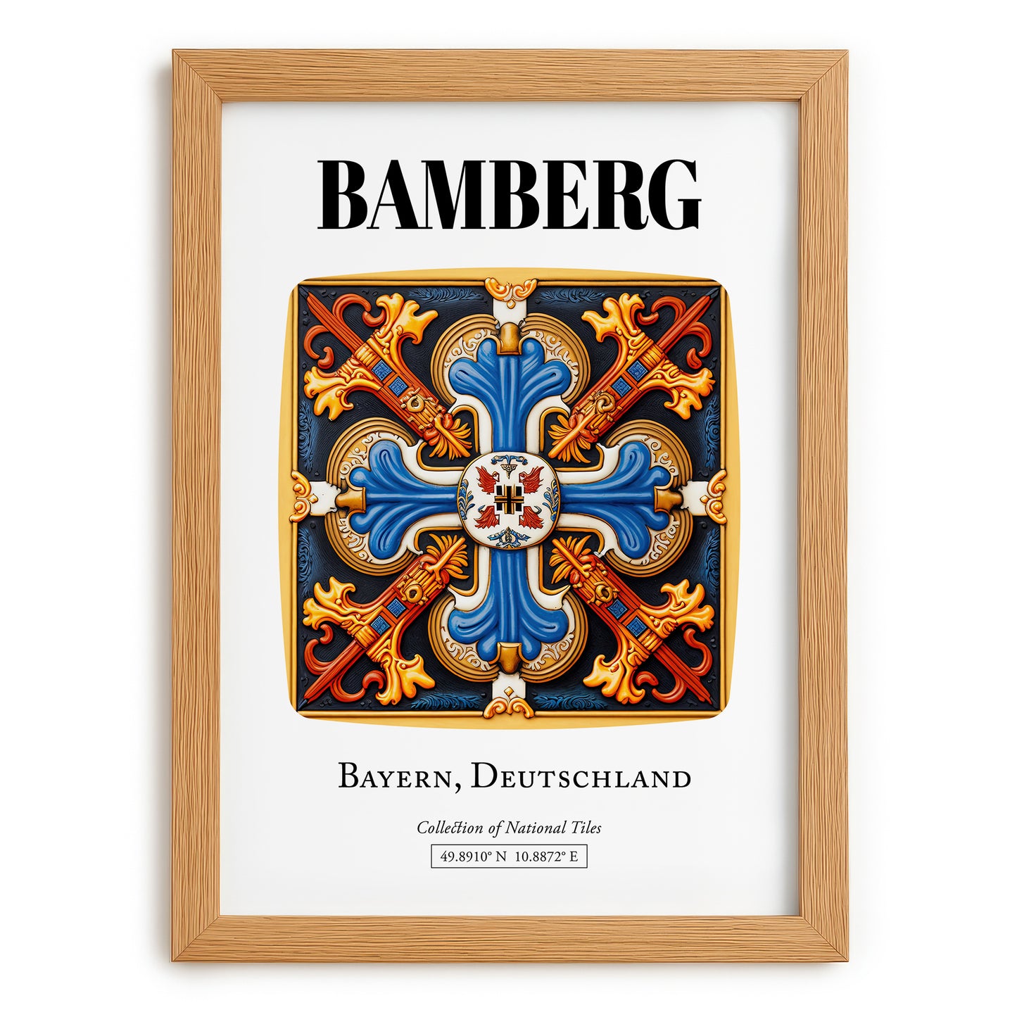 Bamberg, Germany – Travel Poster, set in oak frame