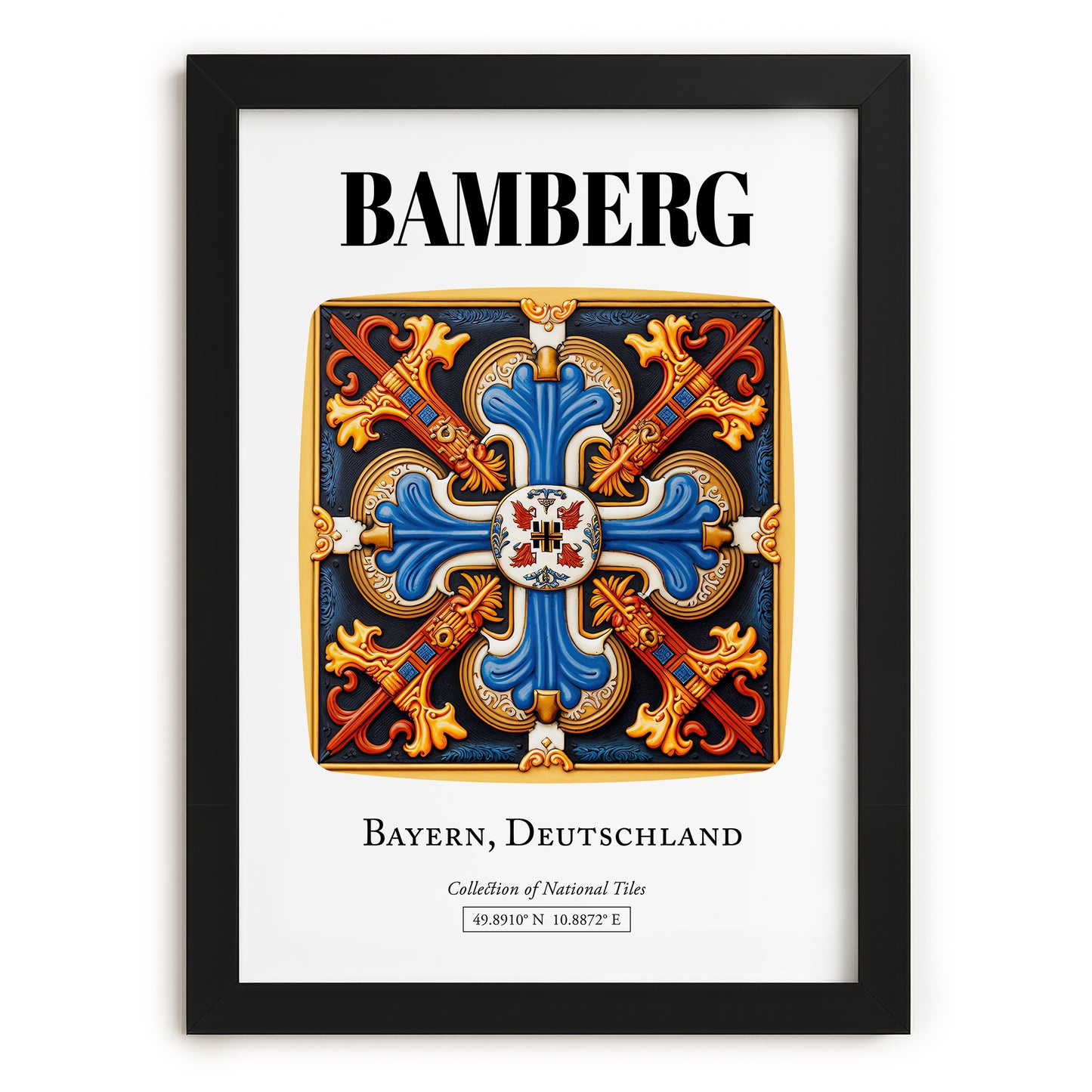 Bamberg, Germany – Travel Poster, in sleek black frame