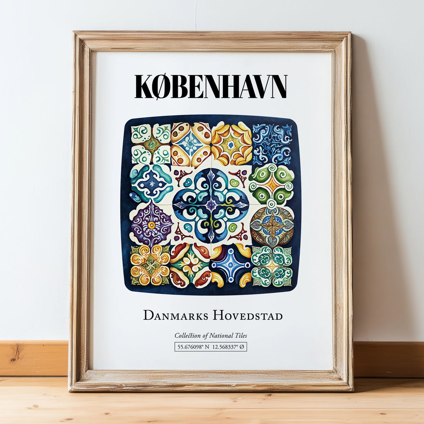København, Denmark – National Pride Wall Decor, in wooden frame leaning on the floor