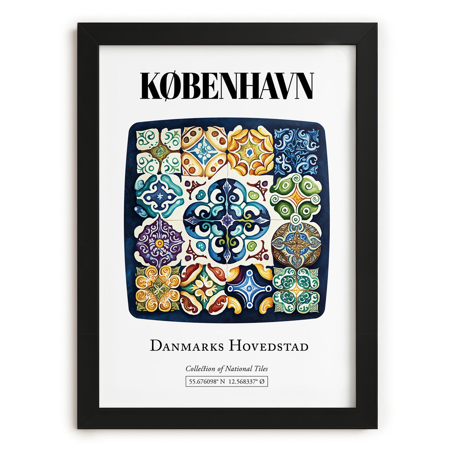 København, Denmark – National Pride Wall Decor, in sleek black frame