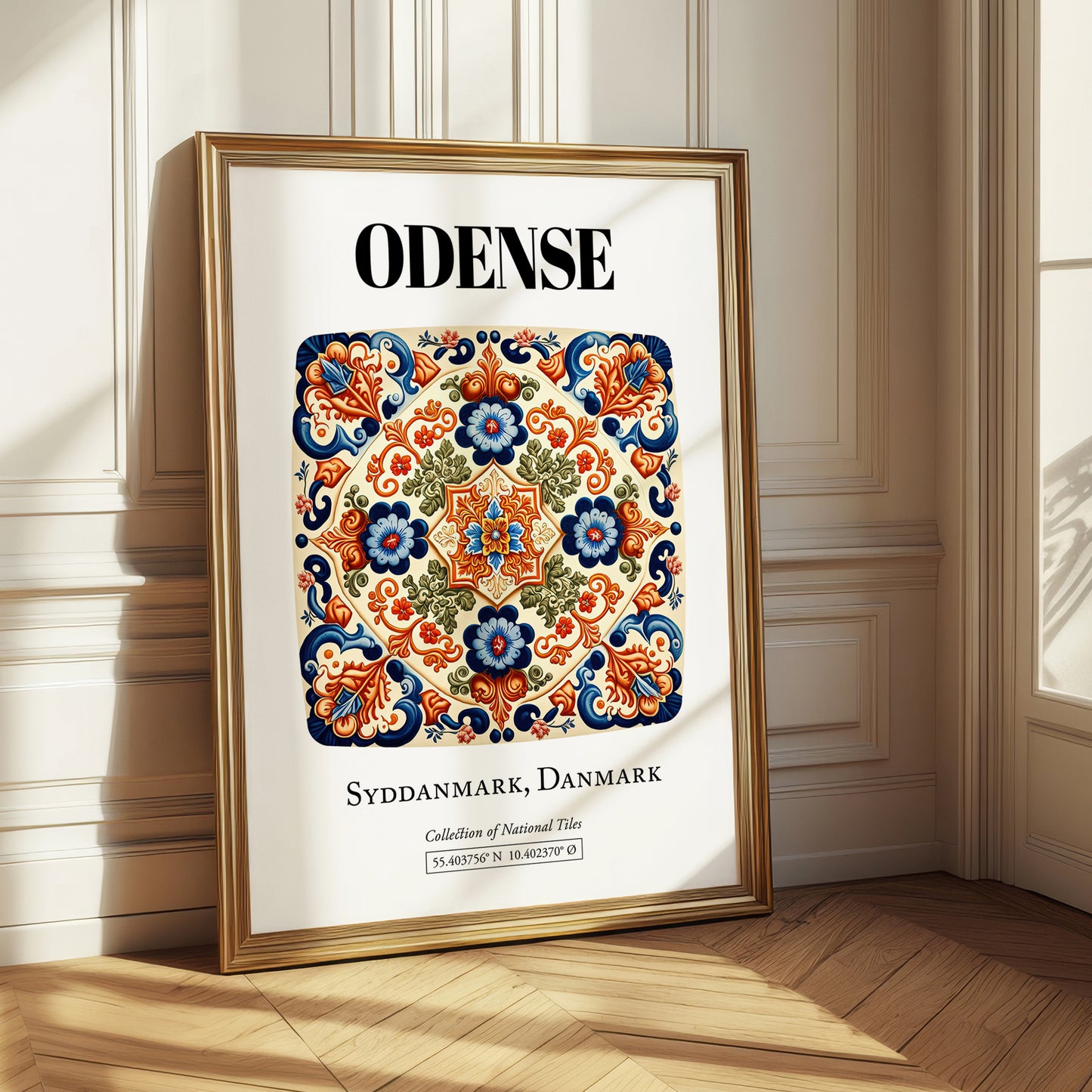 Odense, Denmark – Illustrated Travel Poster, styled in a charming Paris street view
