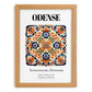 Odense, Denmark – Illustrated Travel Poster, set in oak frame