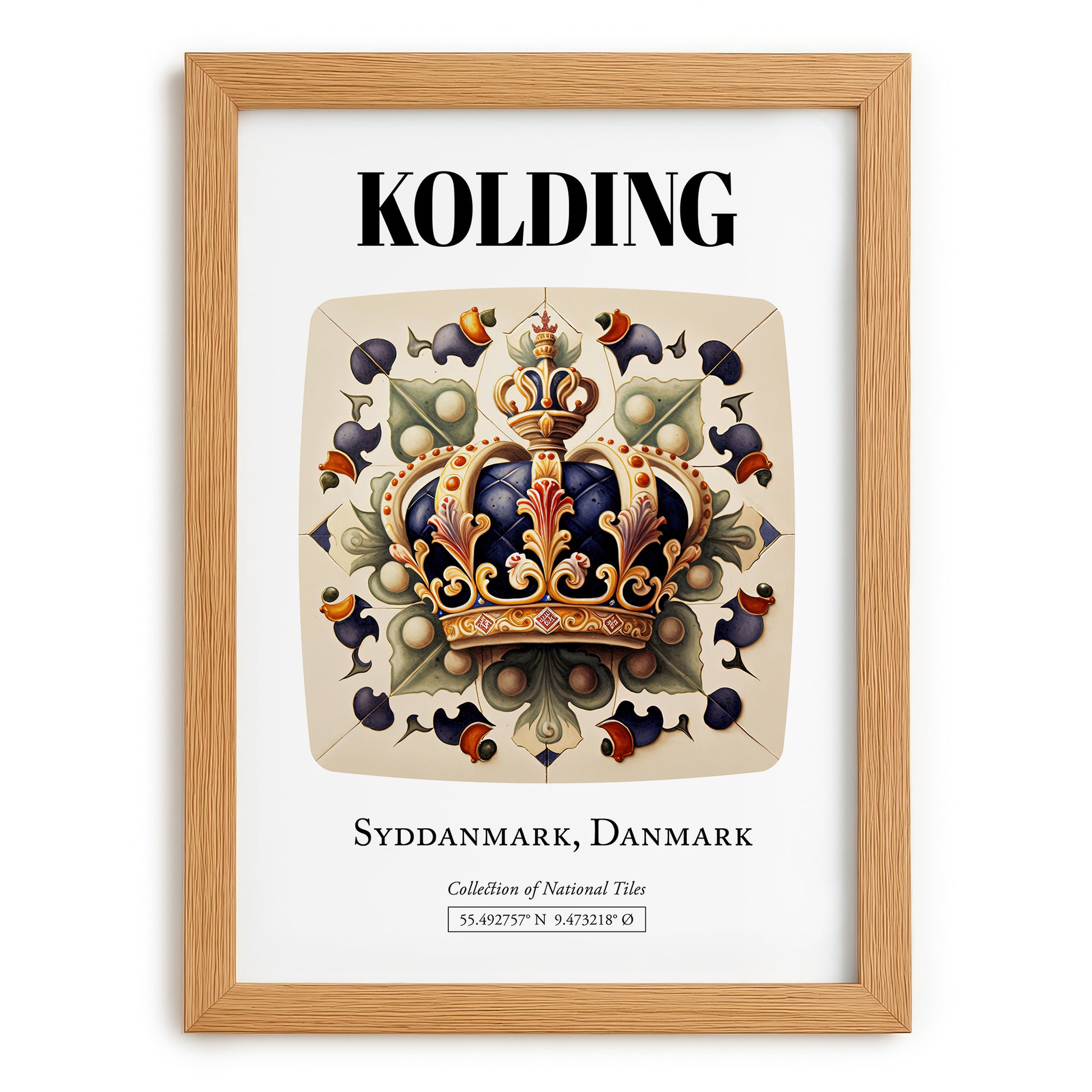 Kolding, Denmark – Travel Poster, set in oak frame