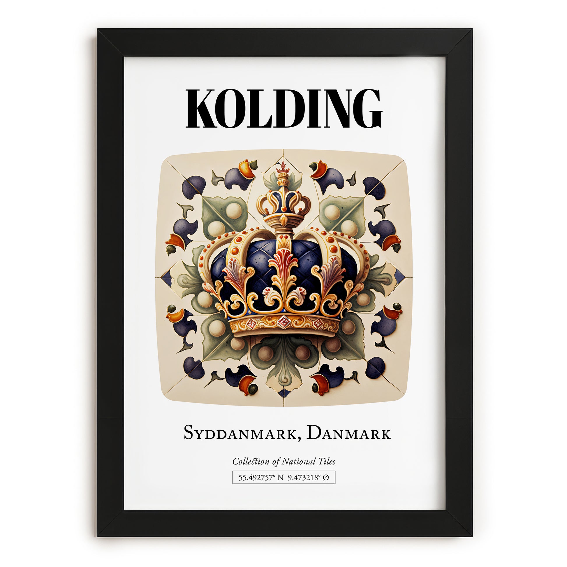 Kolding, Denmark – Travel Poster, in sleek black frame