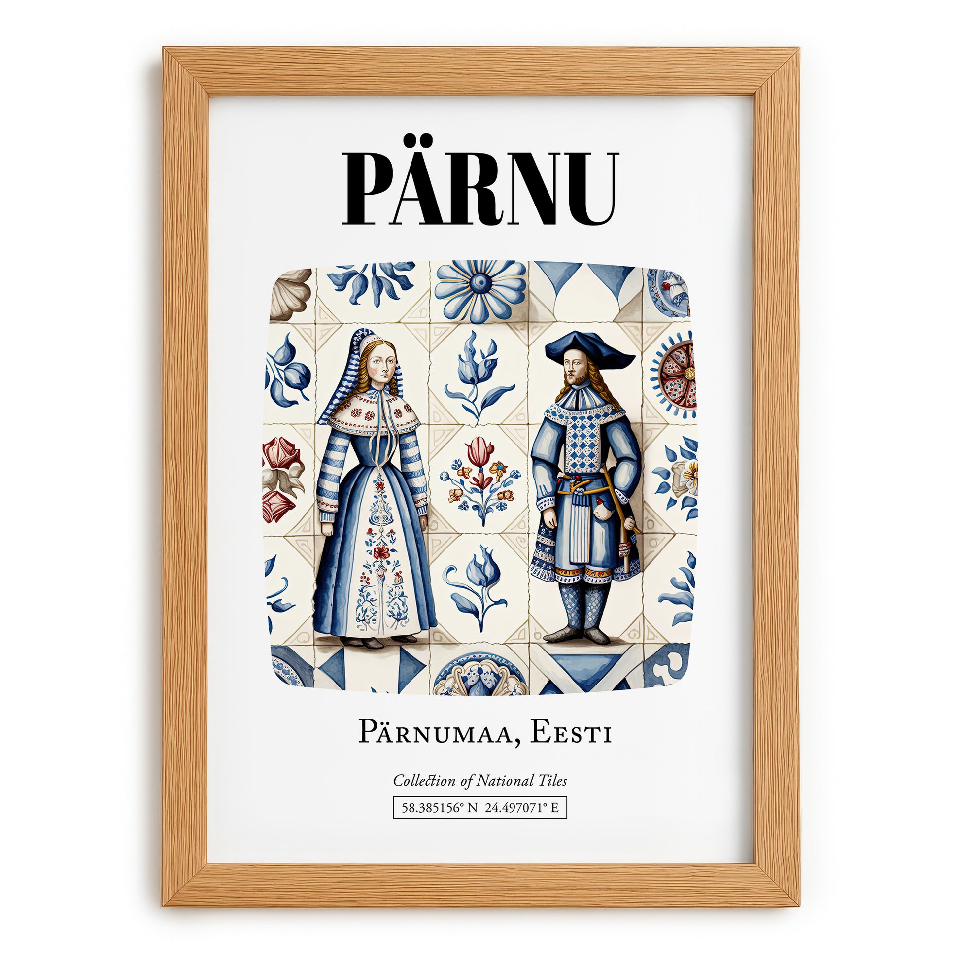 Pärnu, Estonia – Travel Wall Decor, set in oak frame