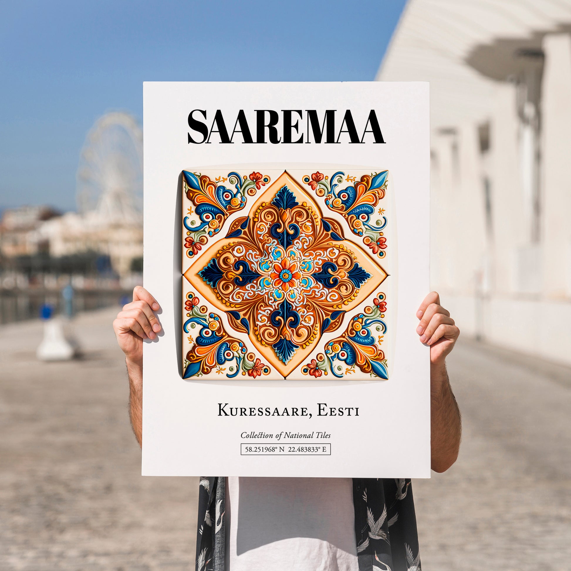 Kuressaare, Estonia – Tourist Destination Poster, no-text version framed in wood