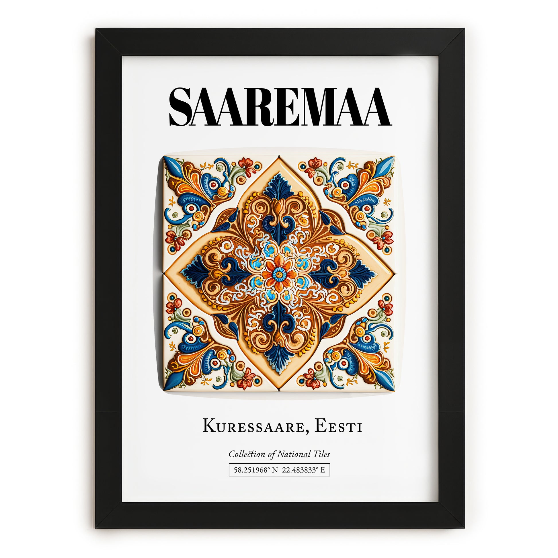 Kuressaare, Estonia – Tourist Destination Poster, in sleek black frame