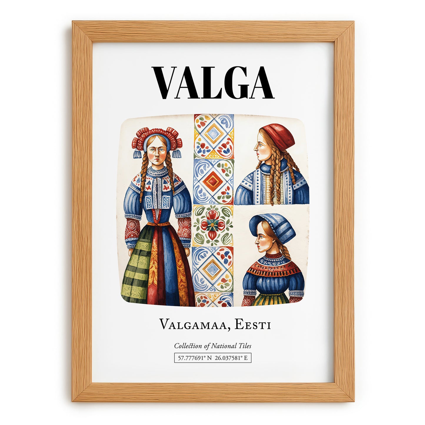 Valga, Estonia – National Pride Wall Decor, set in oak frame
