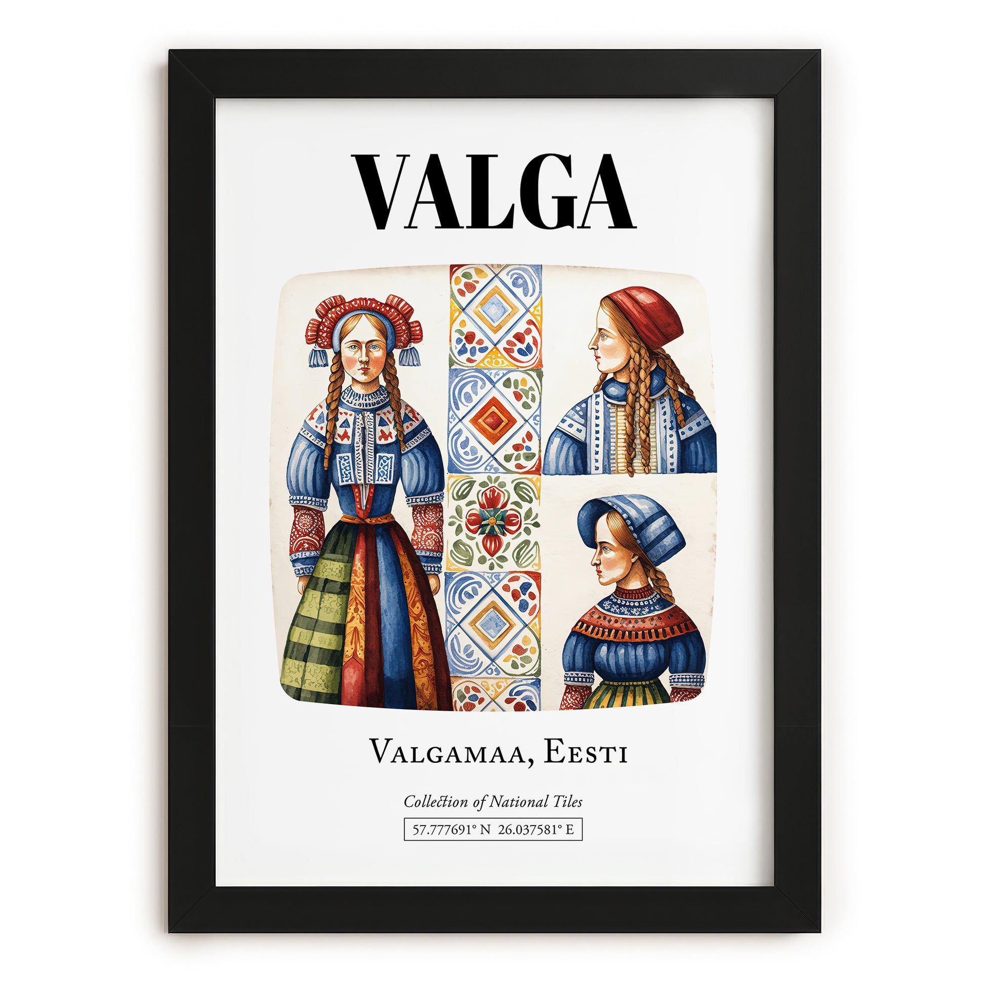 Valga, Estonia – National Pride Wall Decor, in sleek black frame