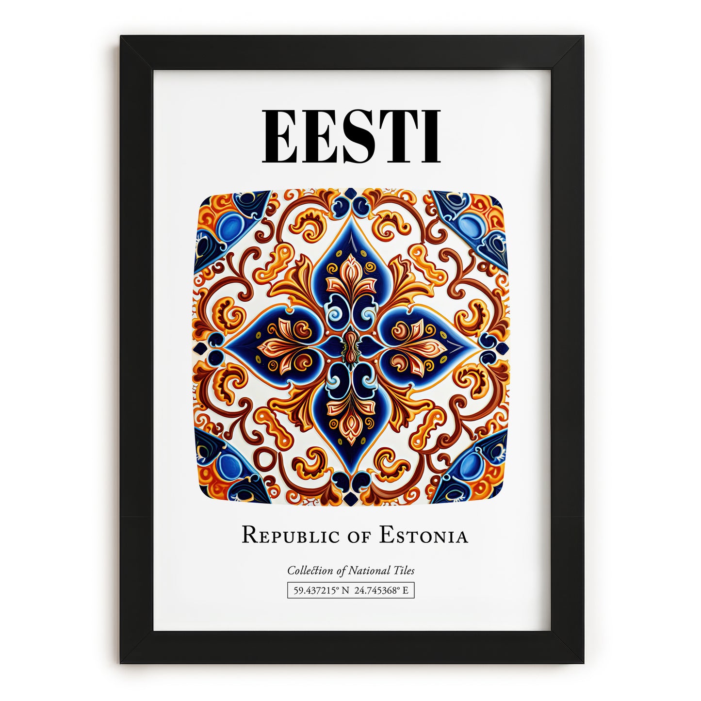 Eesti, Estonia – Travel Print, in sleek black frame
