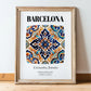 Barcelona, Spain – Travel Print, in wooden frame leaning on the floor