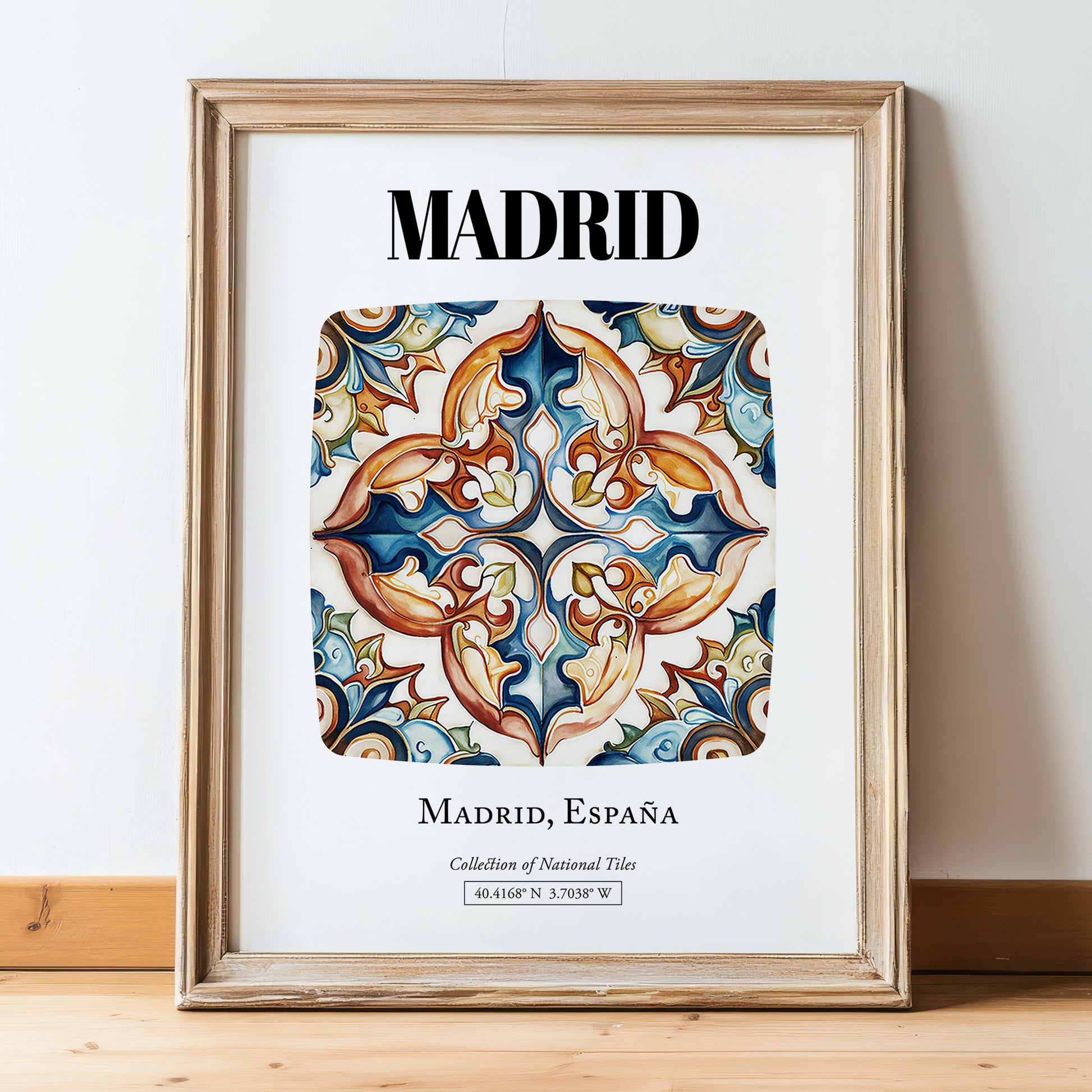 Madrid, Spain – Dream Destination Decor, in wooden frame leaning on the floor