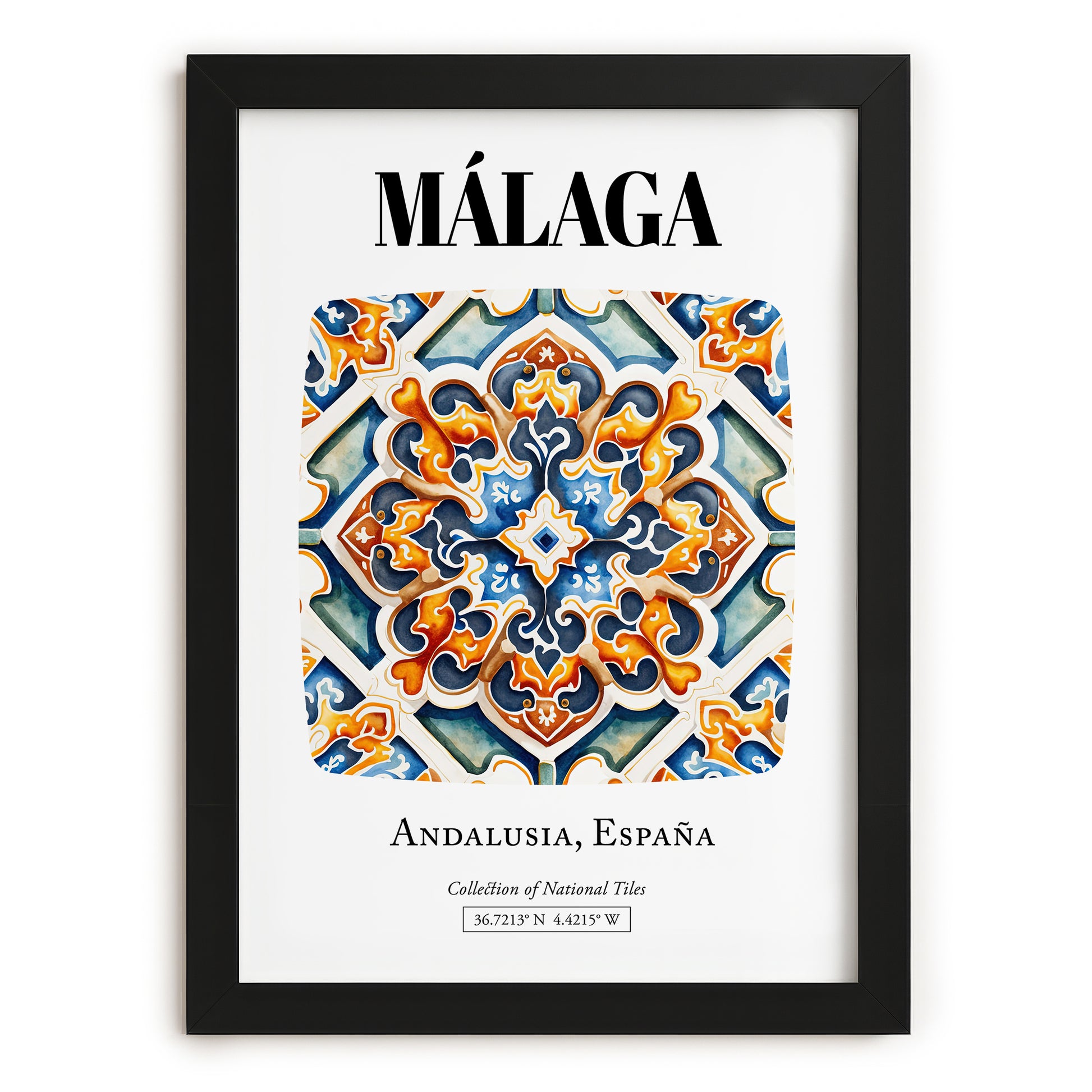 Málaga, Spain – Travel Wall Decor, in sleek black frame