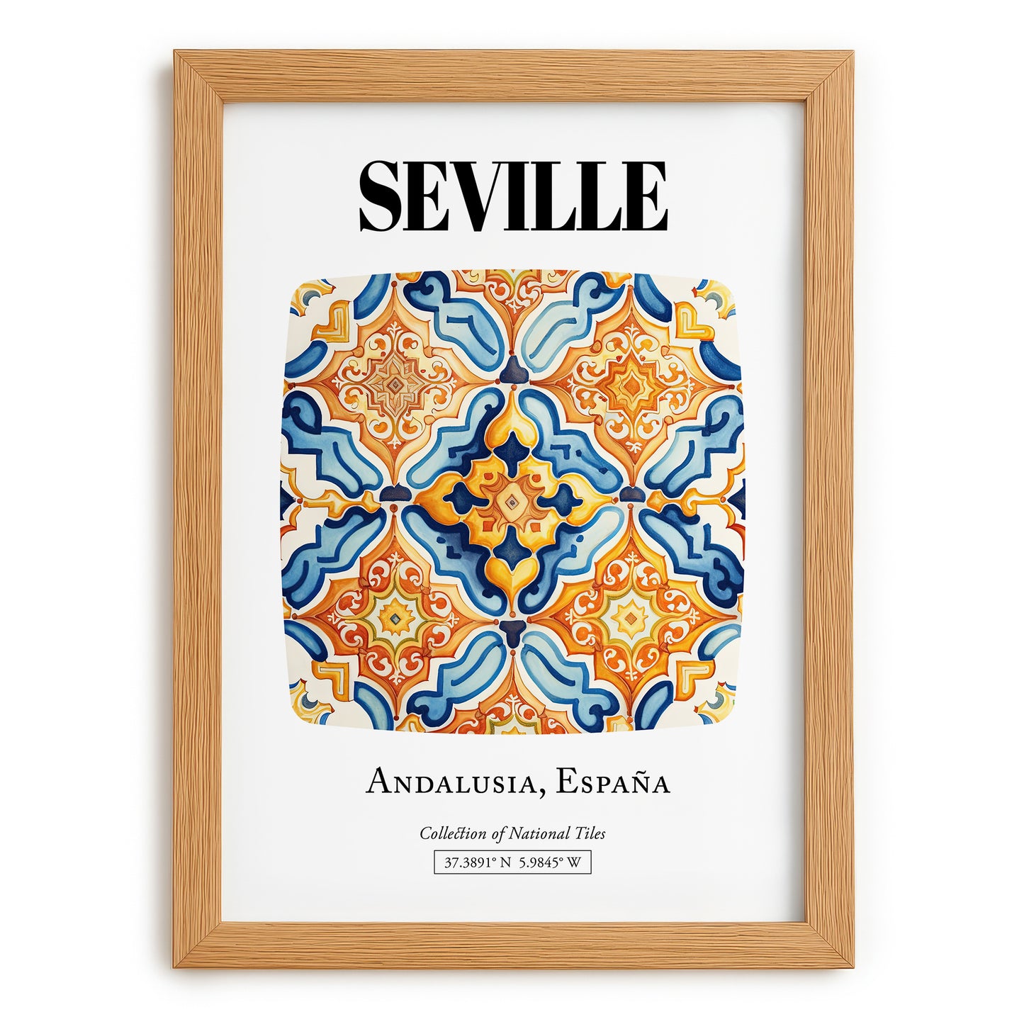 Seville, Spain – Travel Poster, set in oak frame