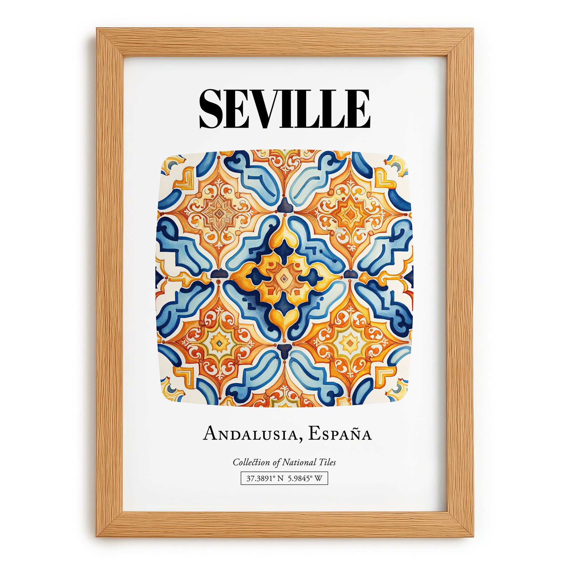 Seville, Spain – Travel Poster, set in oak frame
