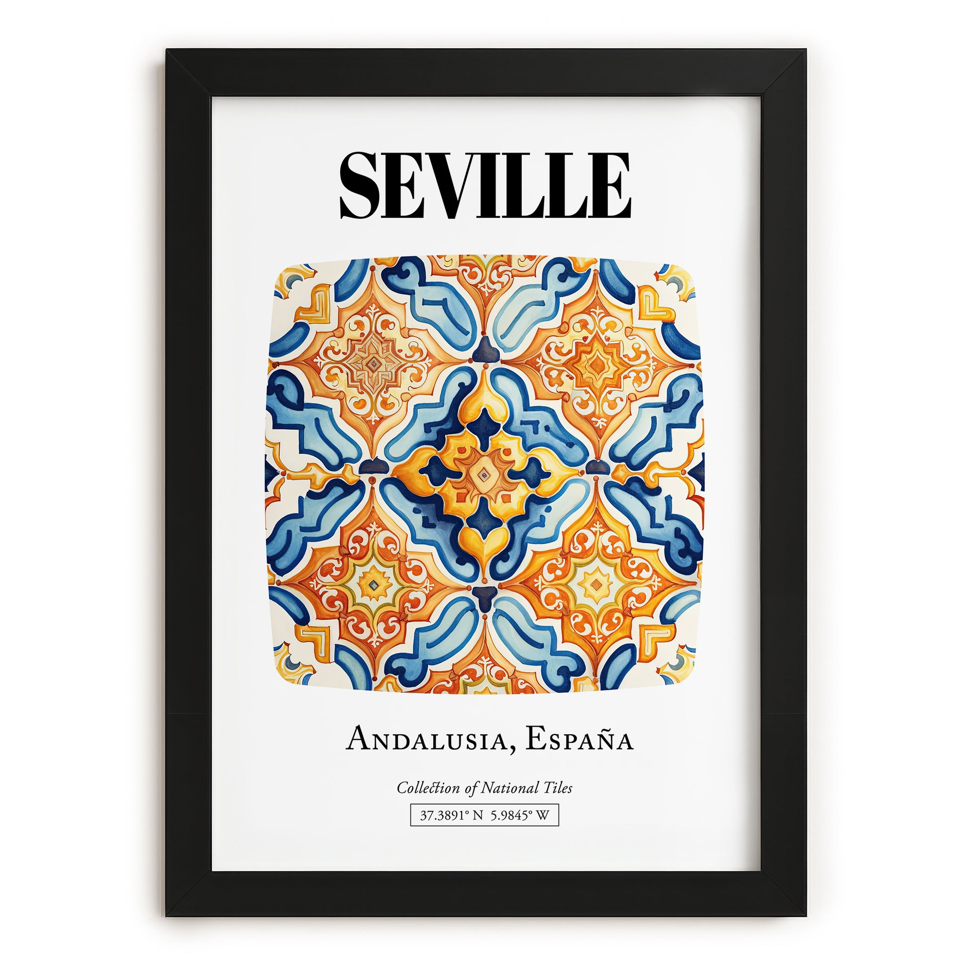 Seville, Spain – Travel Poster, in sleek black frame