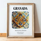 Granada, Spain – Travel Poster, in wooden frame leaning on the floor