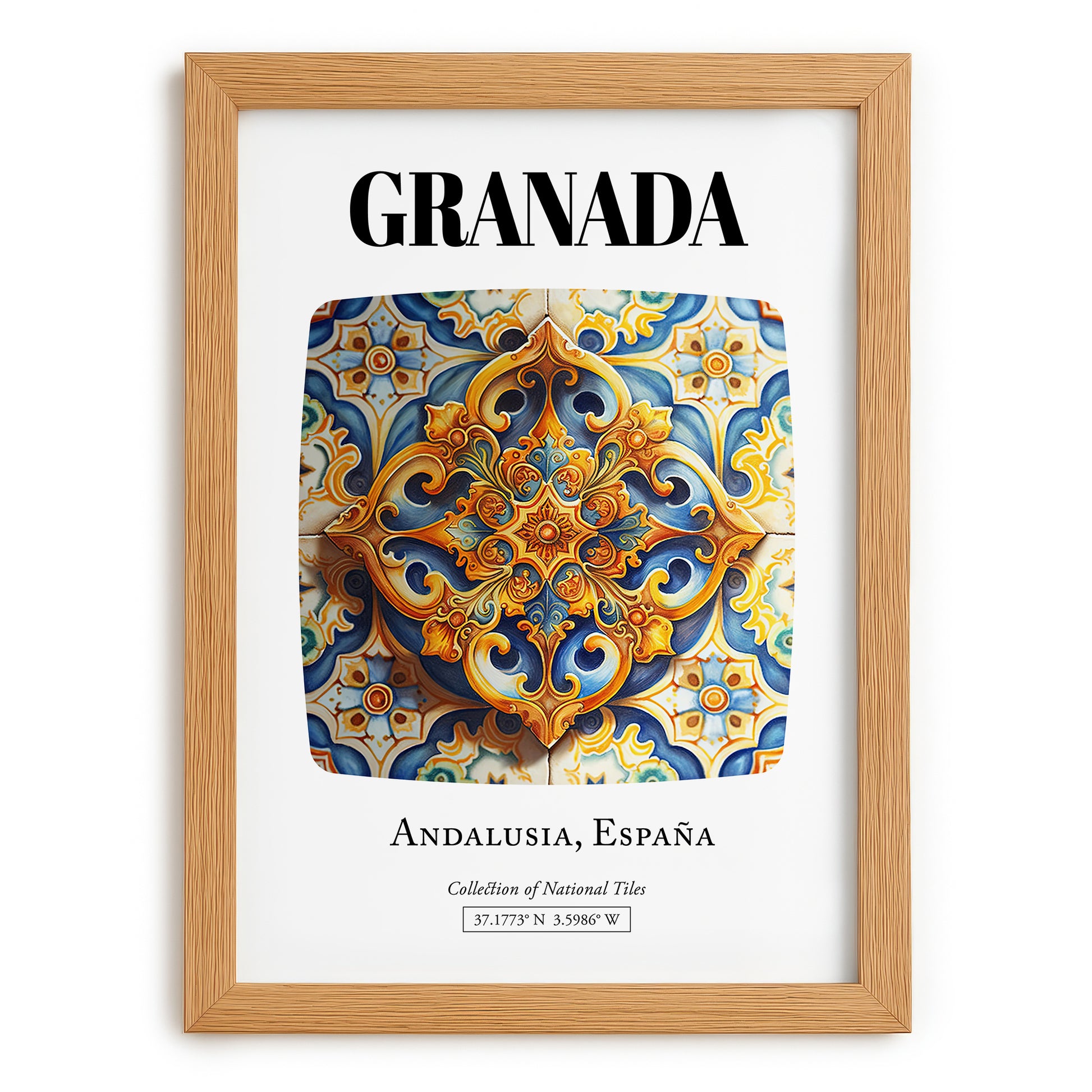 Granada, Spain – Travel Poster, set in oak frame
