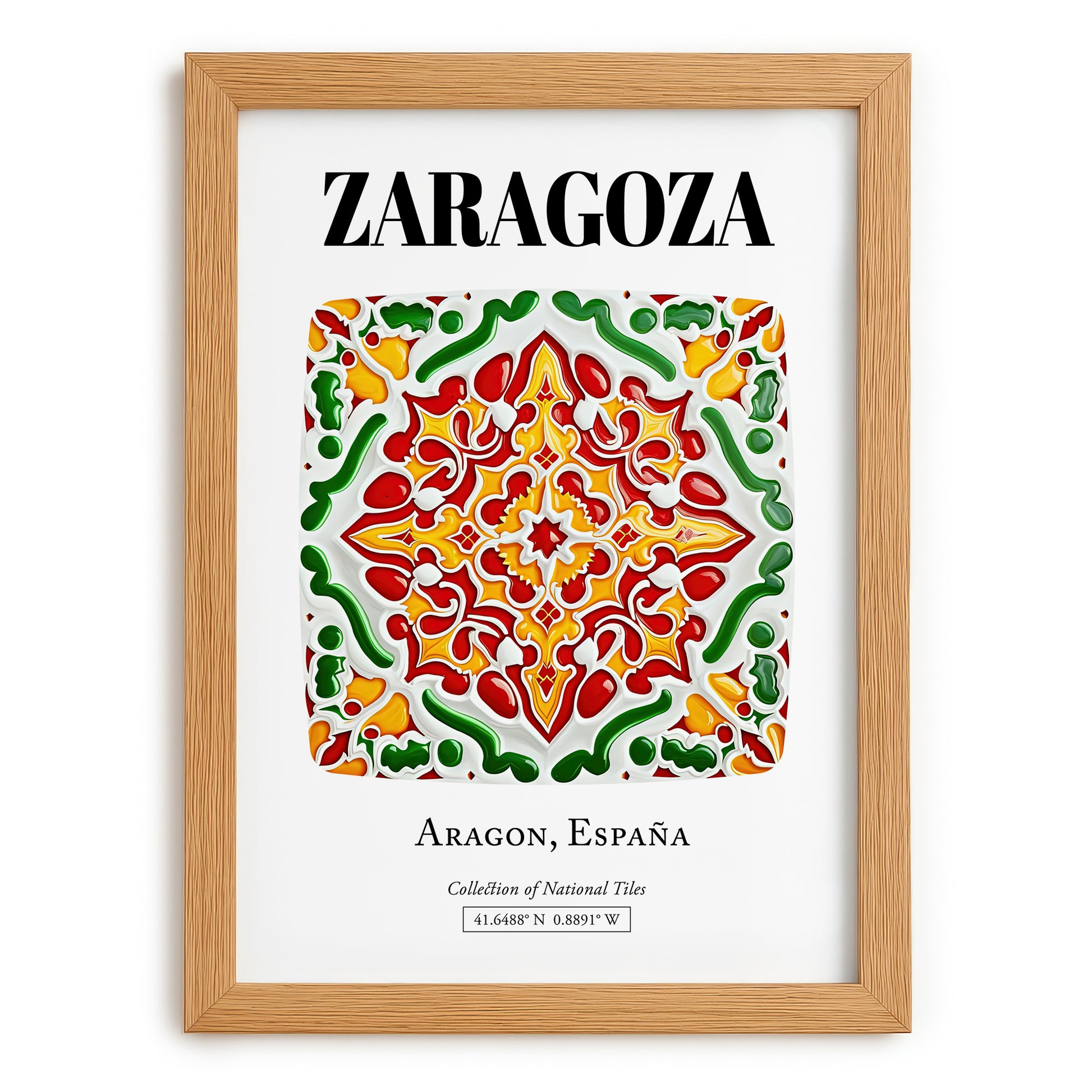 Zaragoza, Spain – Travel Poster, set in oak frame