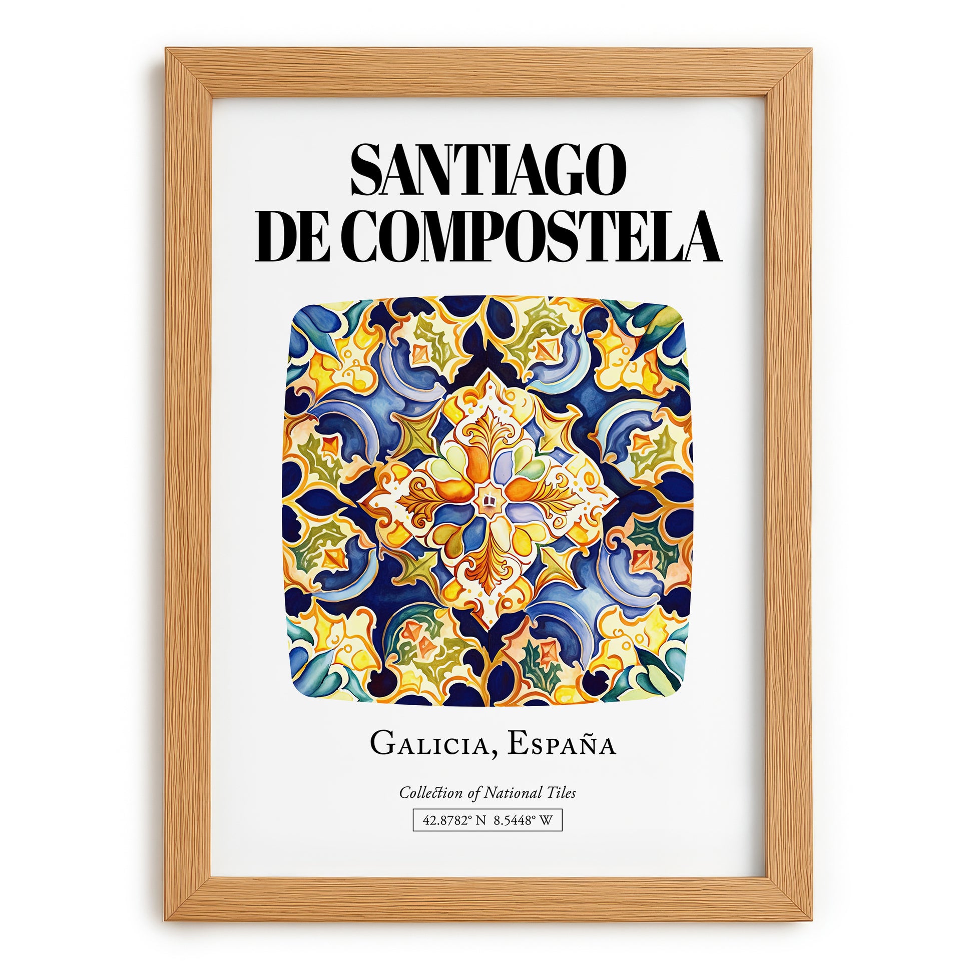 Santiago De Compostela, Spain – Travel Memories Wall Print, set in oak frame