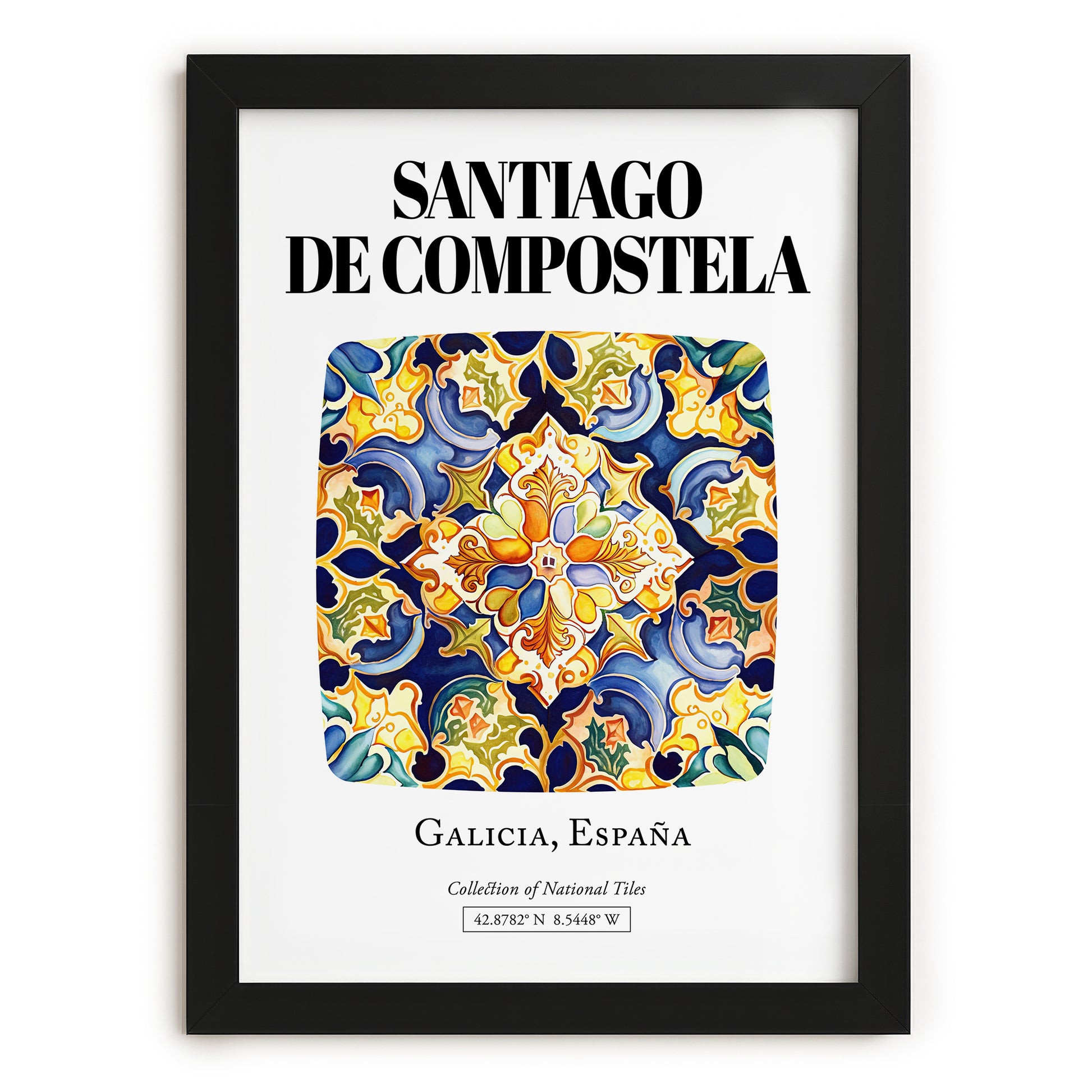 Santiago De Compostela, Spain – Travel Memories Wall Print, in sleek black frame