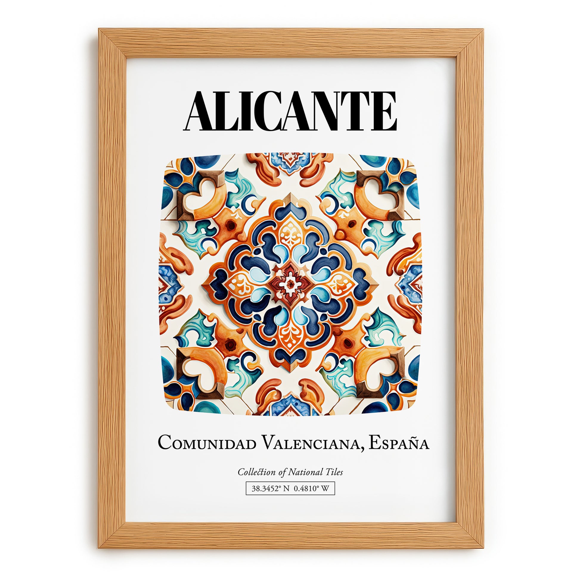 Alicante, Spain – Minimalist Travel Print, set in oak frame