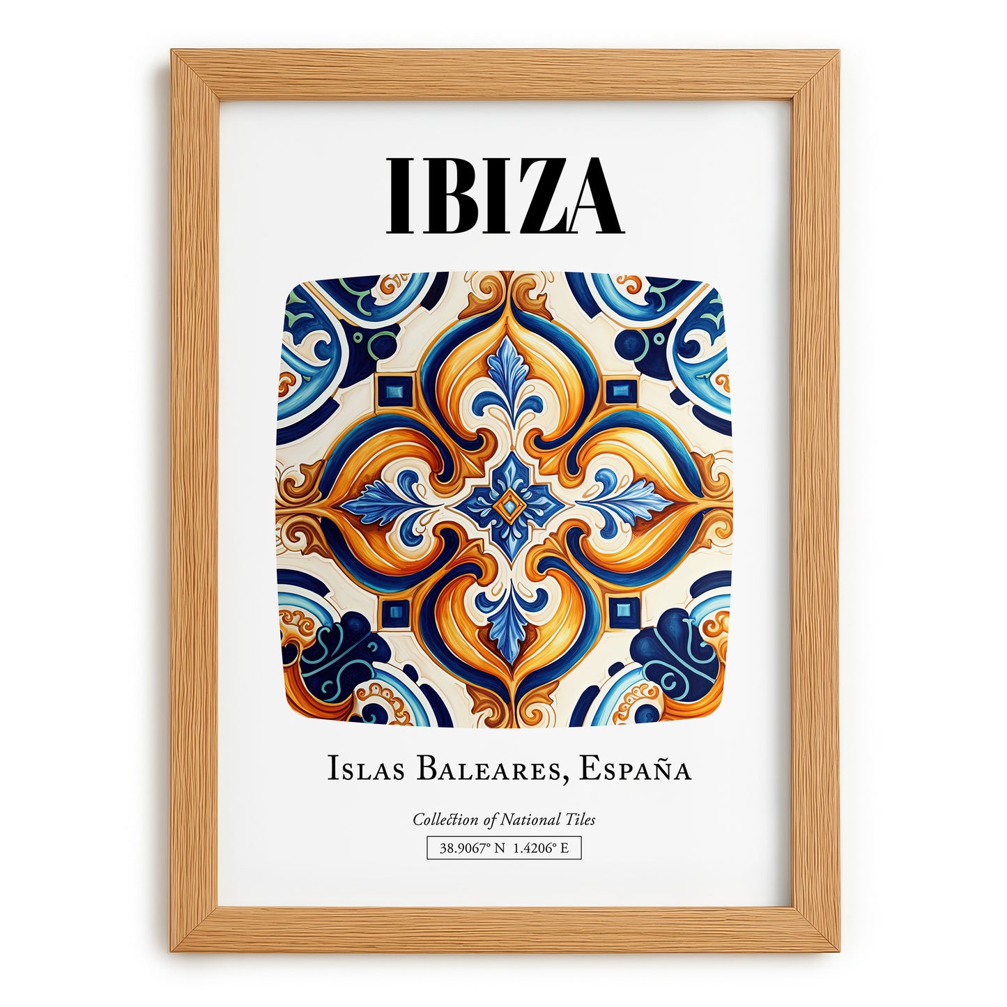 Ibiza, Spain – Historic Cities Art Print, set in oak frame