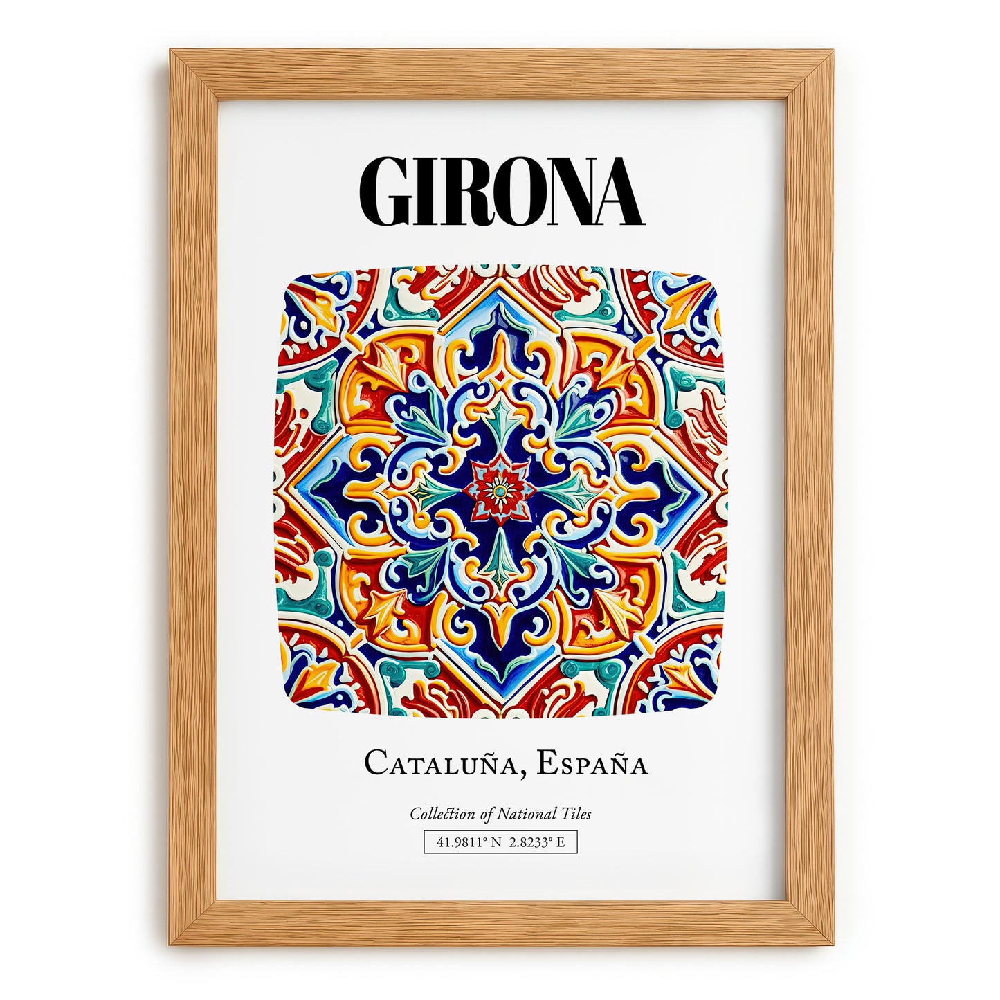 Girona, Spain – Travel Poster, set in oak frame
