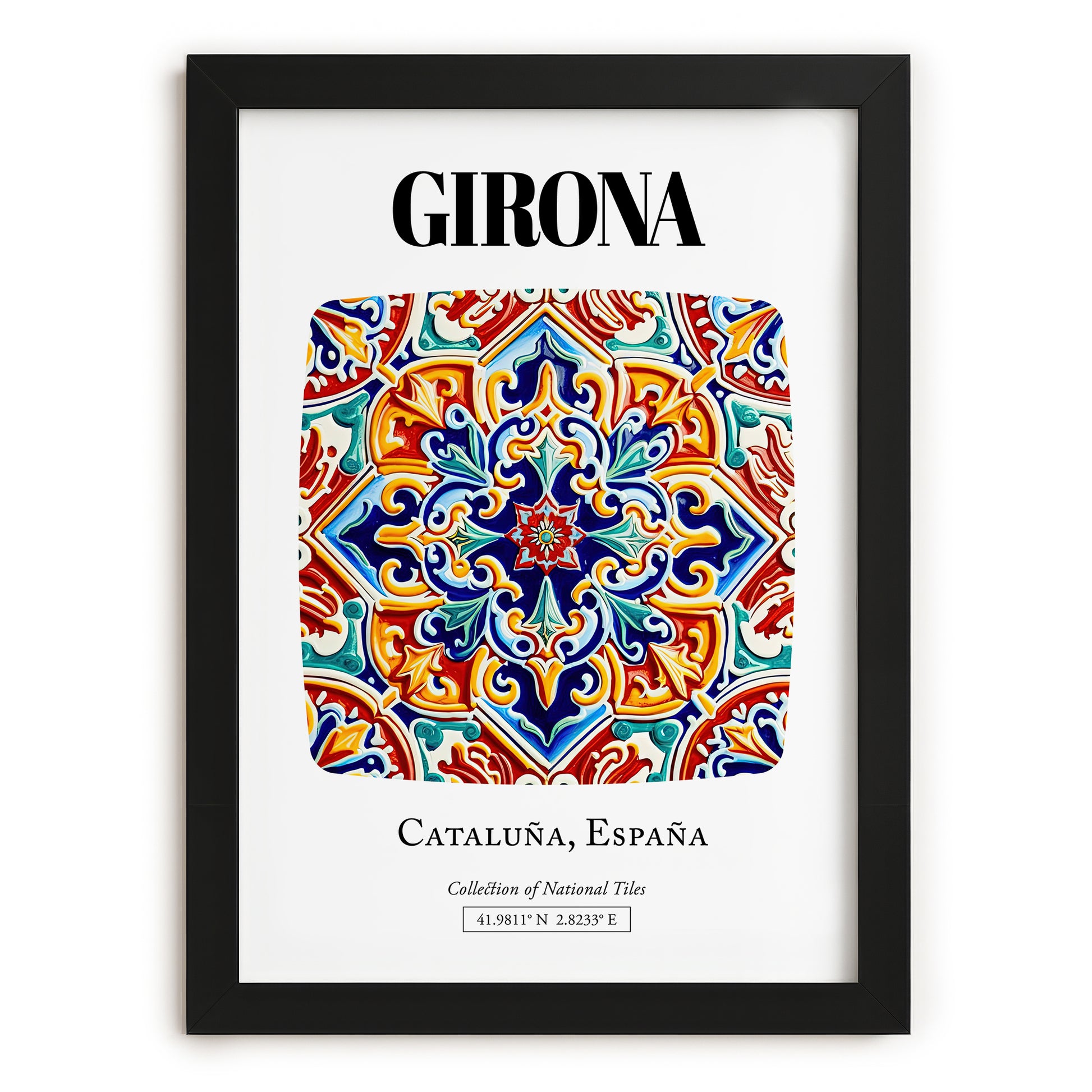Girona, Spain – Travel Poster, in sleek black frame