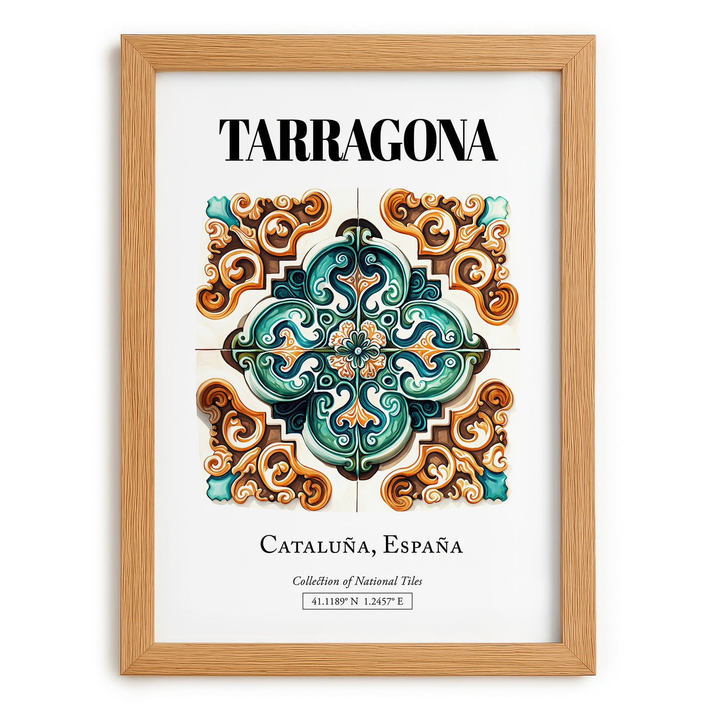 Tarragona, Spain – World Heritage Travel Poster, set in oak frame