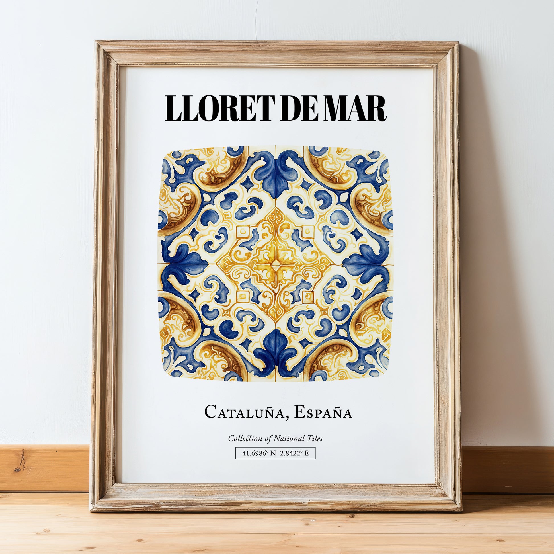 Lloret De Mar, Spain – Vintage Travel Poster, in wooden frame leaning on the floor