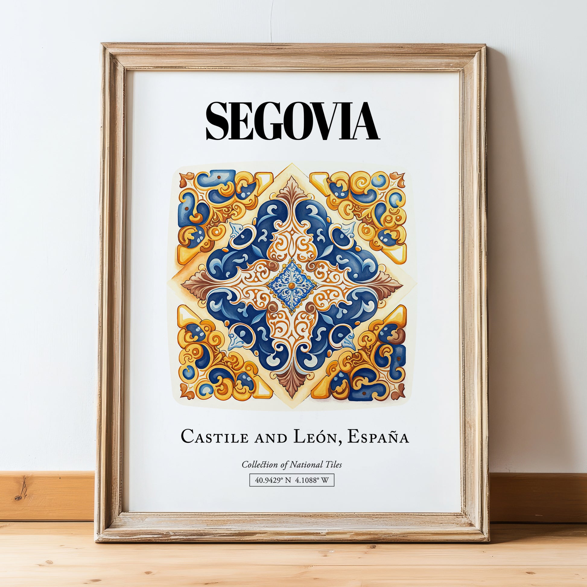 Segovia, Spain – Architectural Travel Art, in wooden frame leaning on the floor