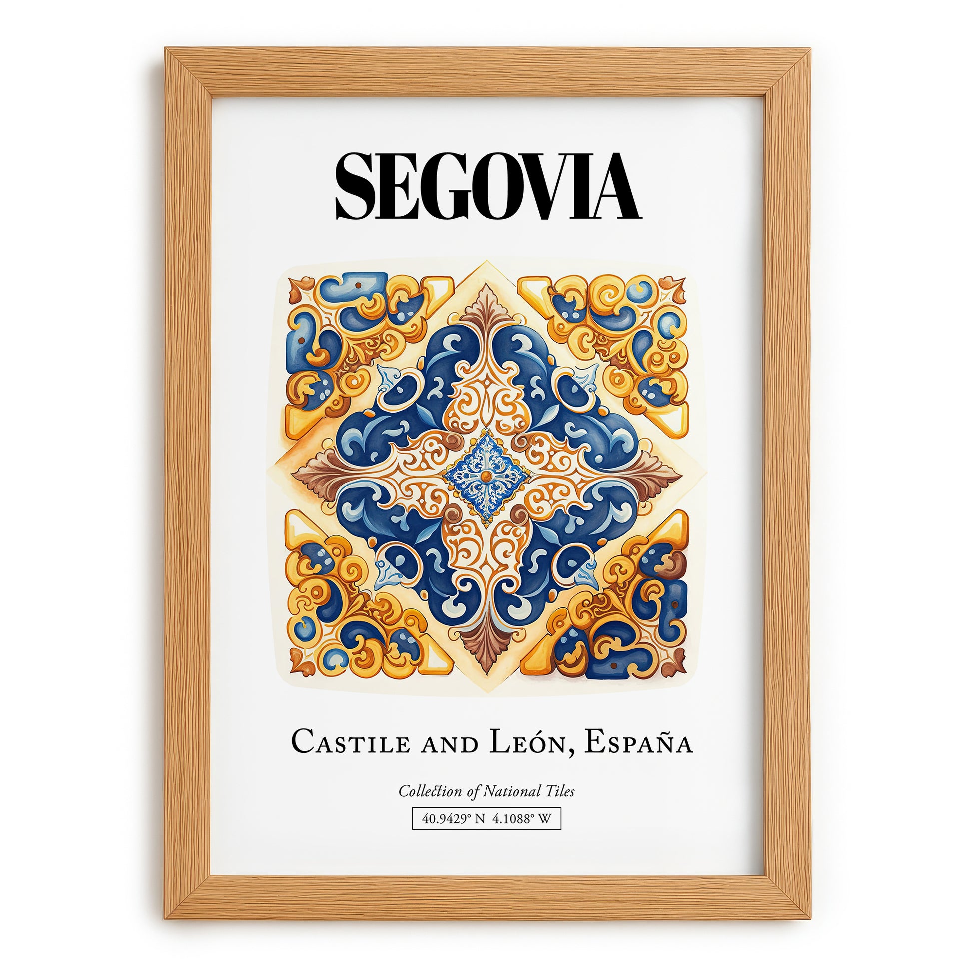 Segovia, Spain – Architectural Travel Art, set in oak frame