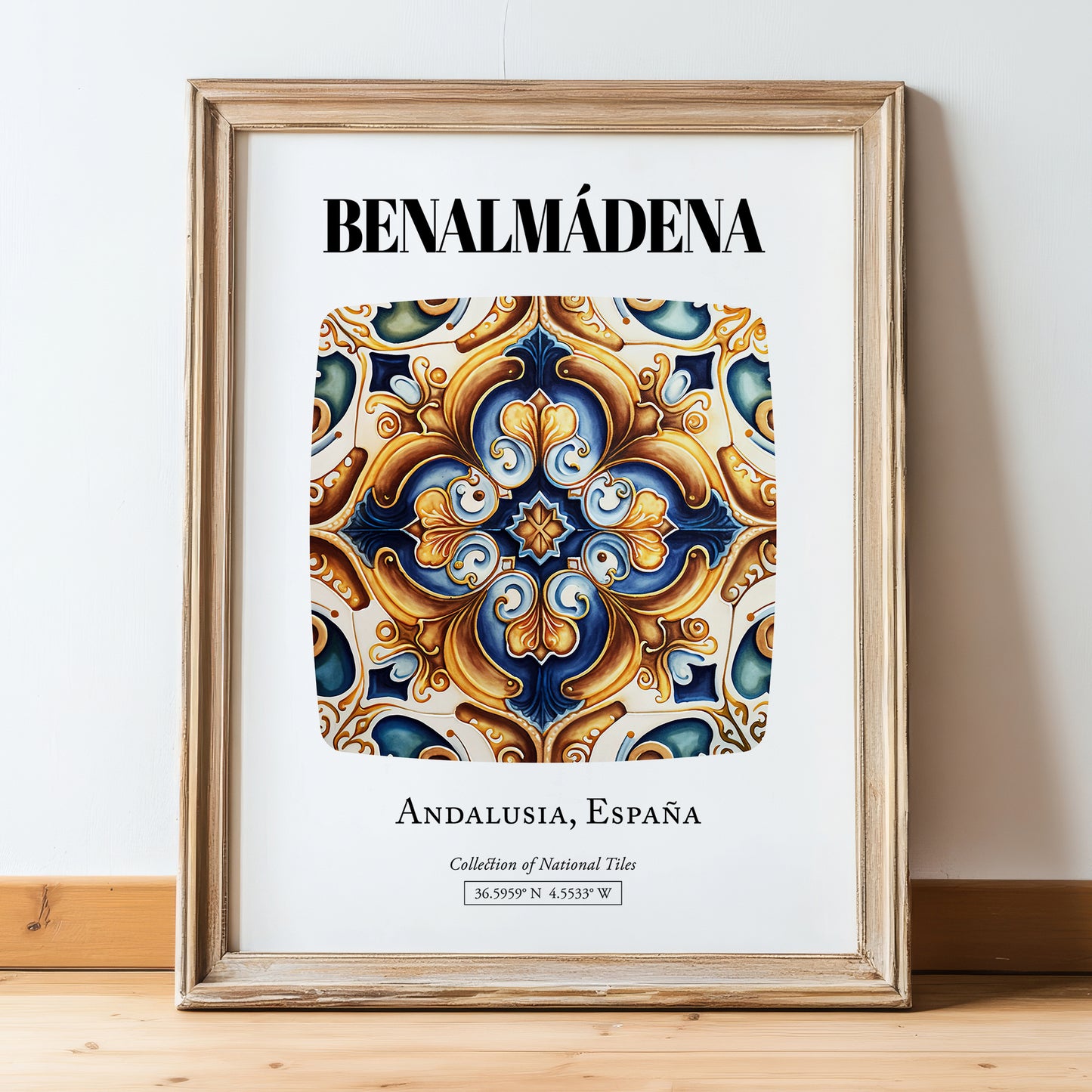 Benalmádena, Spain – National Pride Wall Decor, in wooden frame leaning on the floor