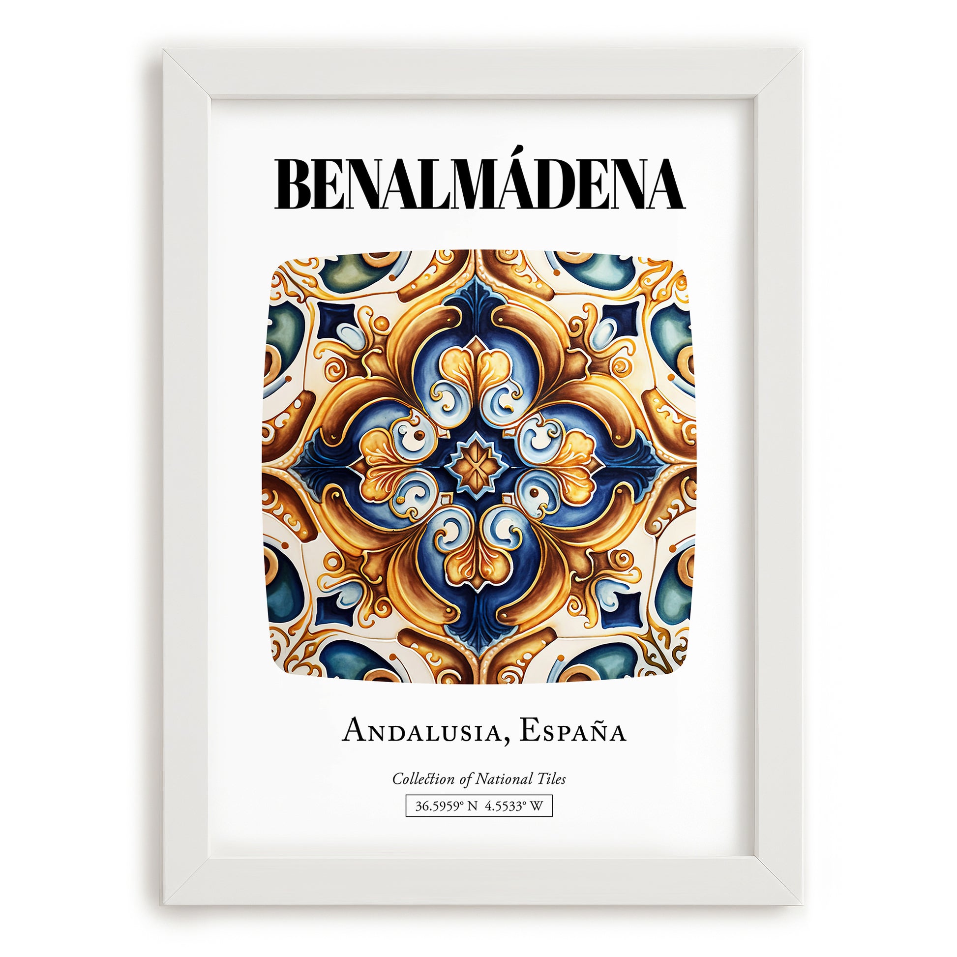 Benalmádena, Spain – National Pride Wall Decor, placed in minimal white frame